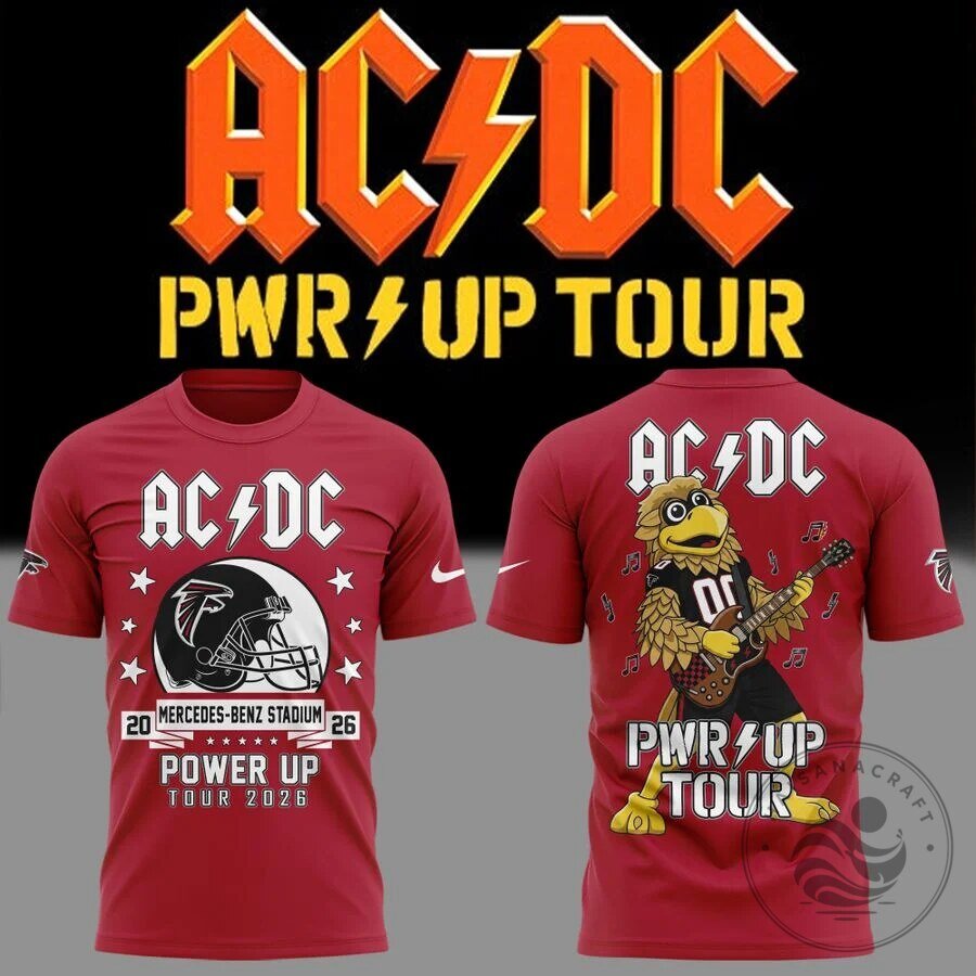 2026 AC/DC Power Up Tour T-Shirt for Atlanta Falcons at Mercedes-Benz Stadium