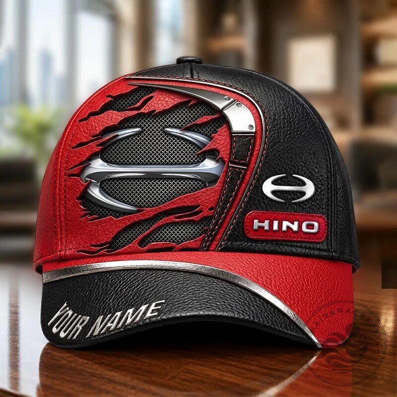 Hino Motors Limited Red and Black Ripped Design Adjustable Cap Hat