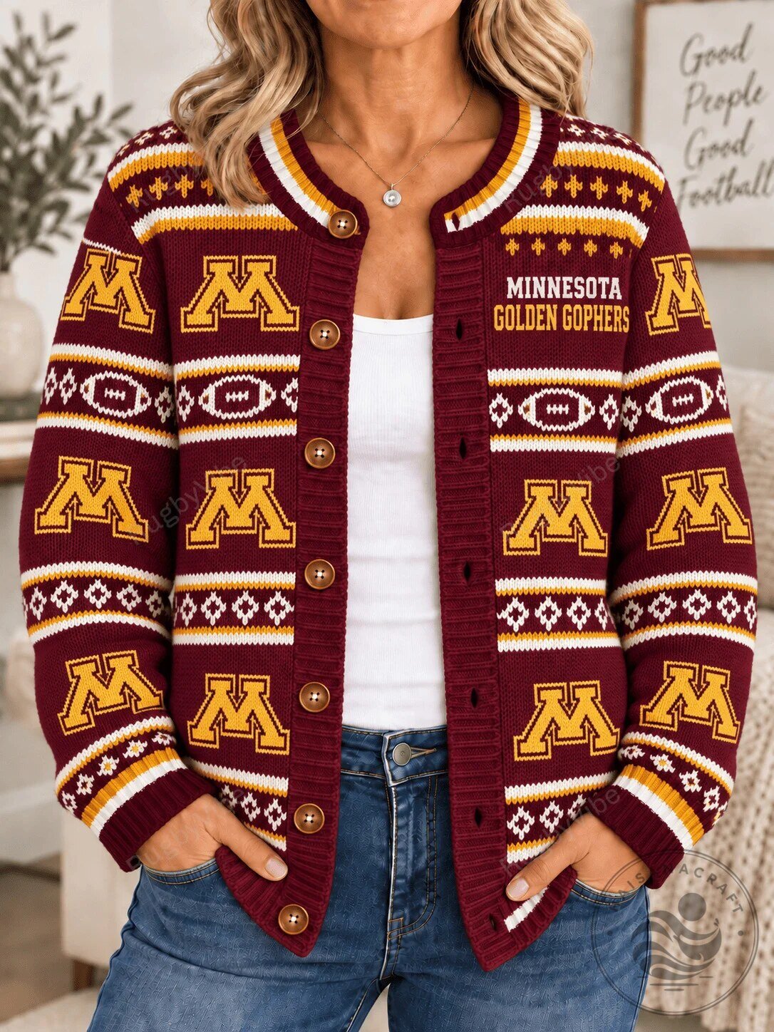 Minnesota Golden Gophers Football Team Knit Cardigan Sweater