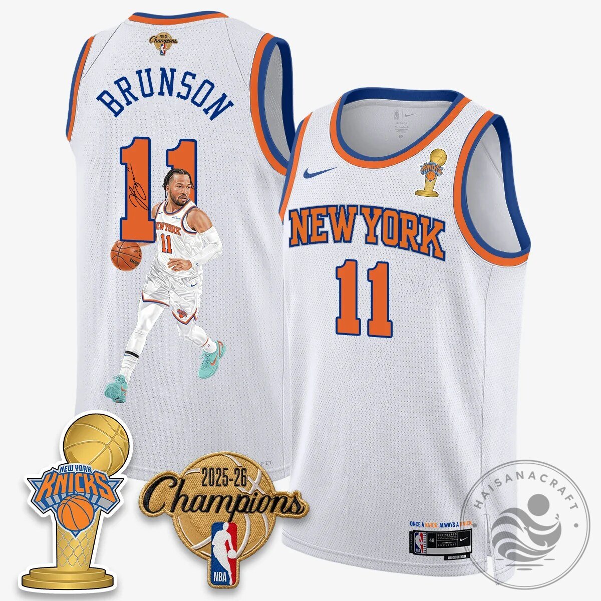 Jalen Brunson New York Knicks Basketball White Champions Jersey