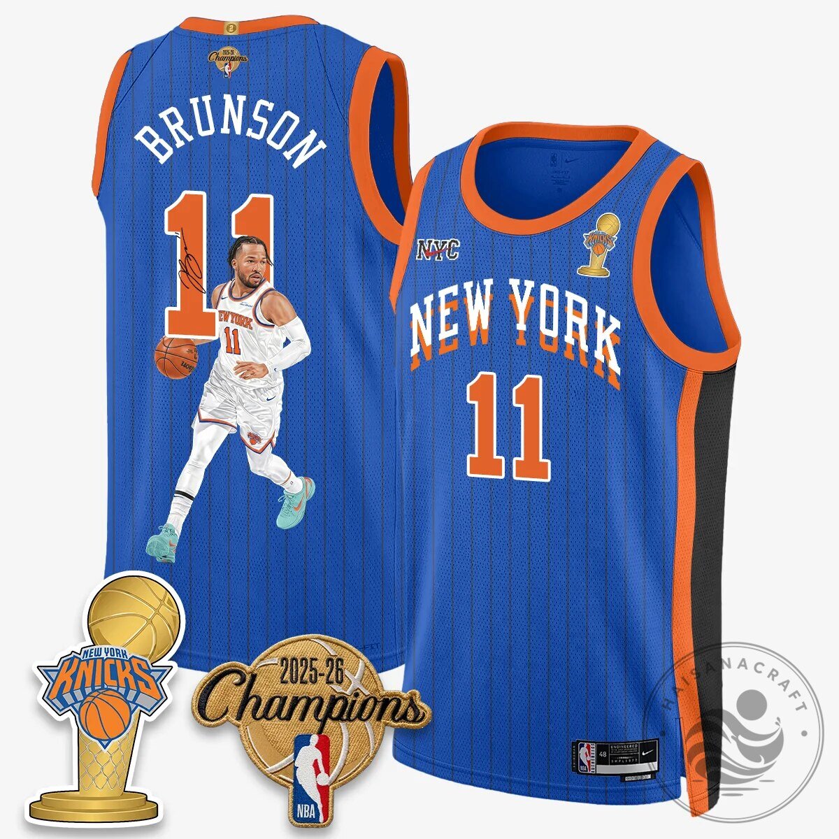 Jalen Brunson New York Knicks Basketball White Champions Jersey 12 Jalen Brunson New York Knicks Basketball White Champions Jersey