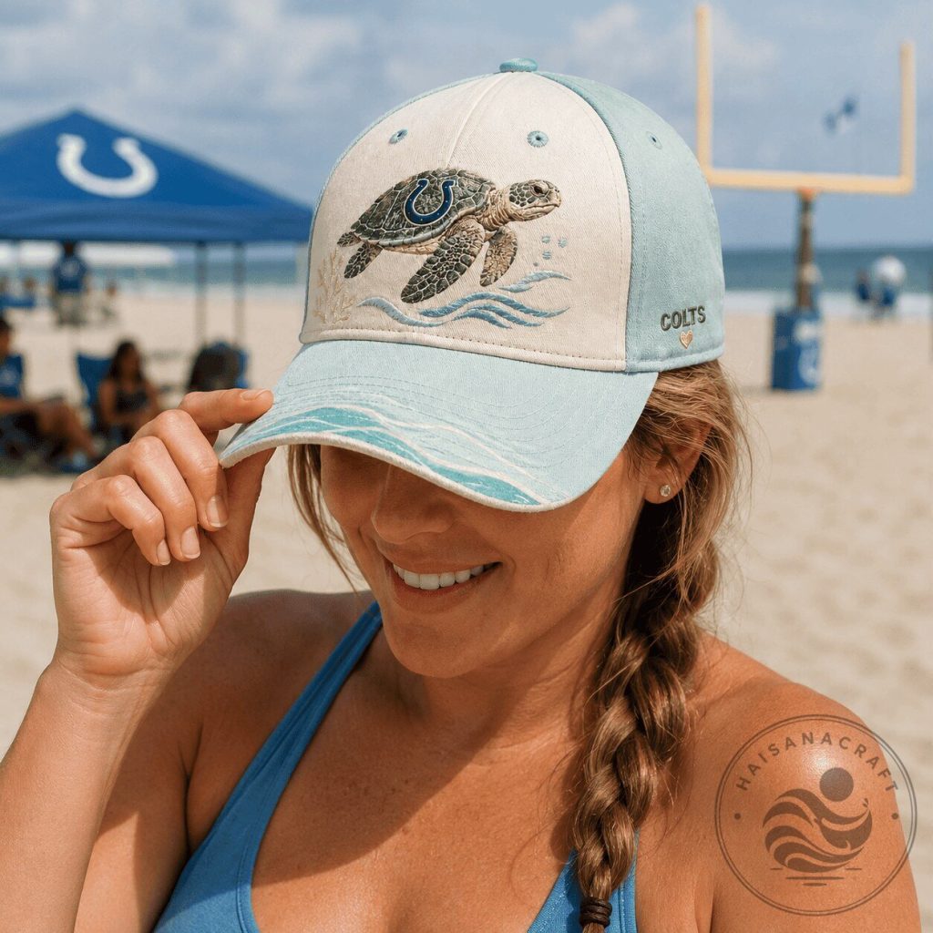 Indianapolis Colts Football Sea Turtle Ocean Graphic Cap Hat Indianapolis Colts Football Sea Turtle Ocean Graphic Cap Hat