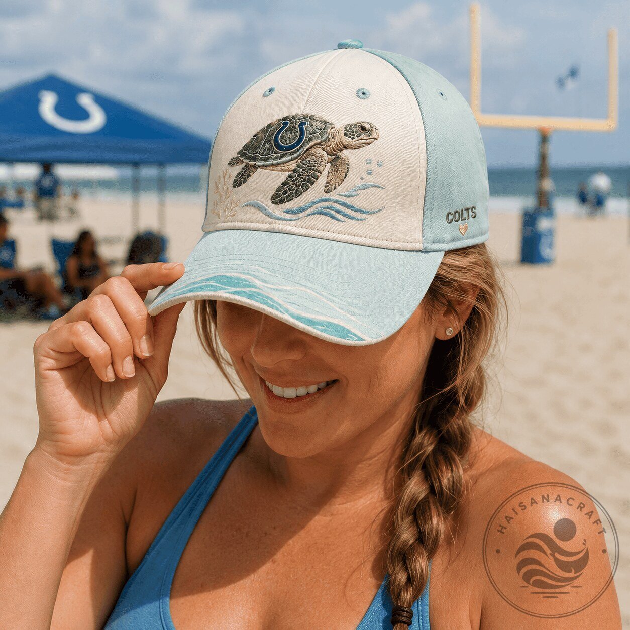 Indianapolis Colts Football Sea Turtle Ocean Graphic Cap Hat