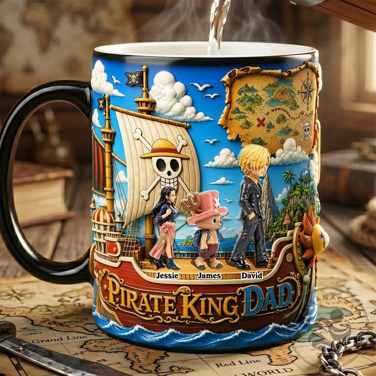 One Piece Pirate King Dad Magic Coffee Mug - Personalized Father's Day Gift