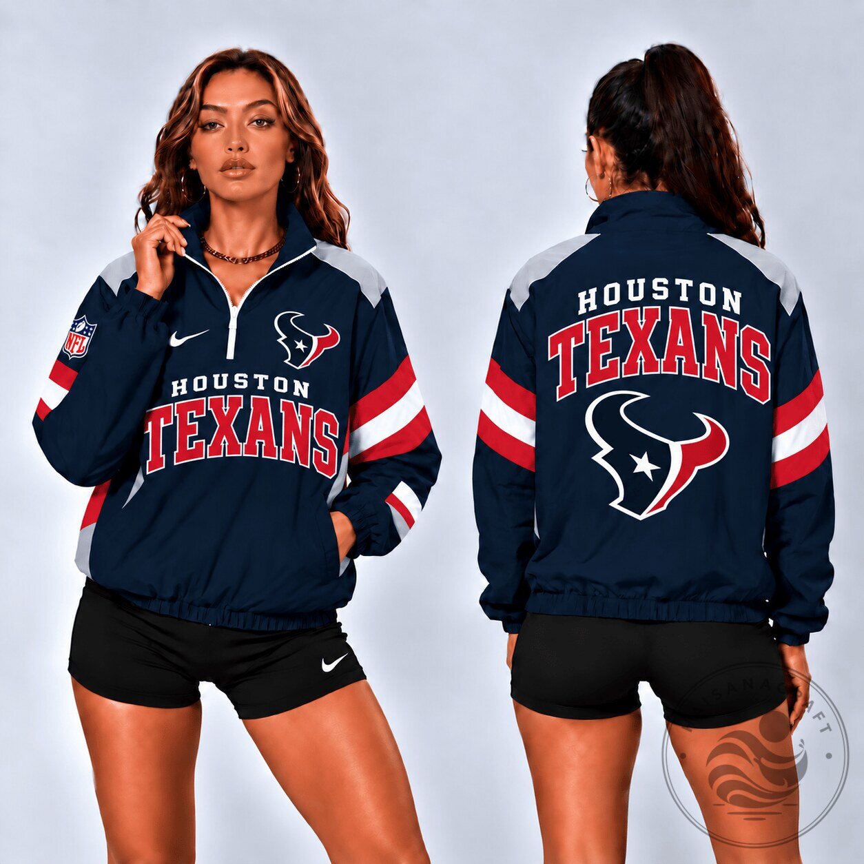 Houston Texans NFL Football Team Colorblock Quarter-Zip Pullover