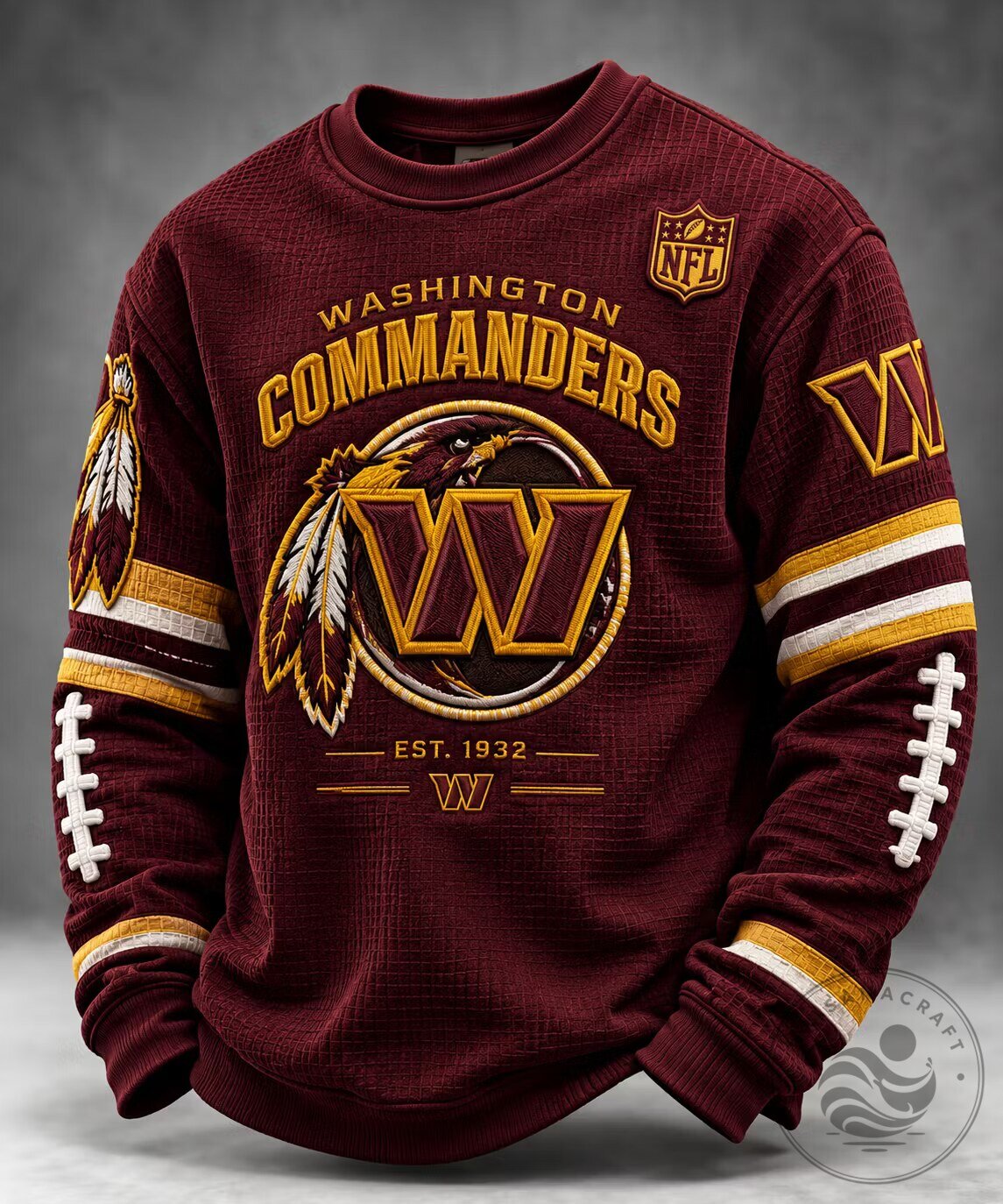 Washington Commanders Football Team Embroidered Crewneck Sweatshirt