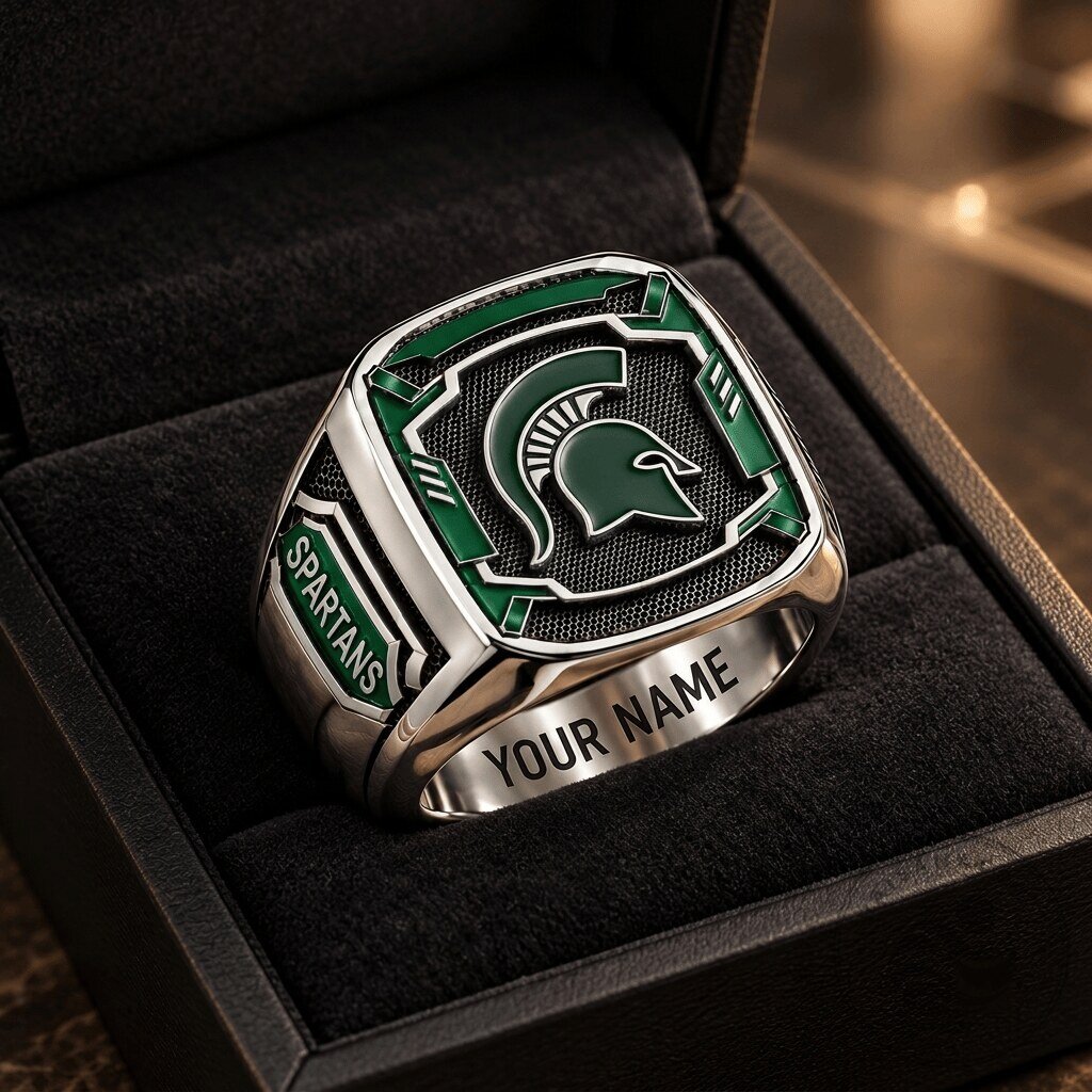 Michigan State Spartans Custom Engraved College Football Team Fan Ring