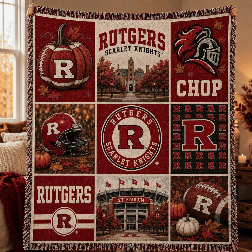 Rutgers Scarlet Knights Football Team College Stadium Woven Blanket Rutgers Scarlet Knights Football Team College Stadium Woven Blanket