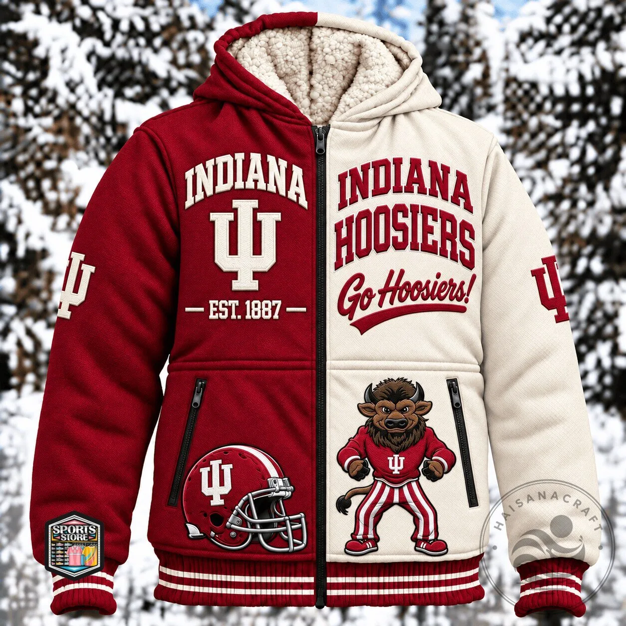 Indiana Hoosiers NCAA College Football Team Sherpa Lined Hoodie