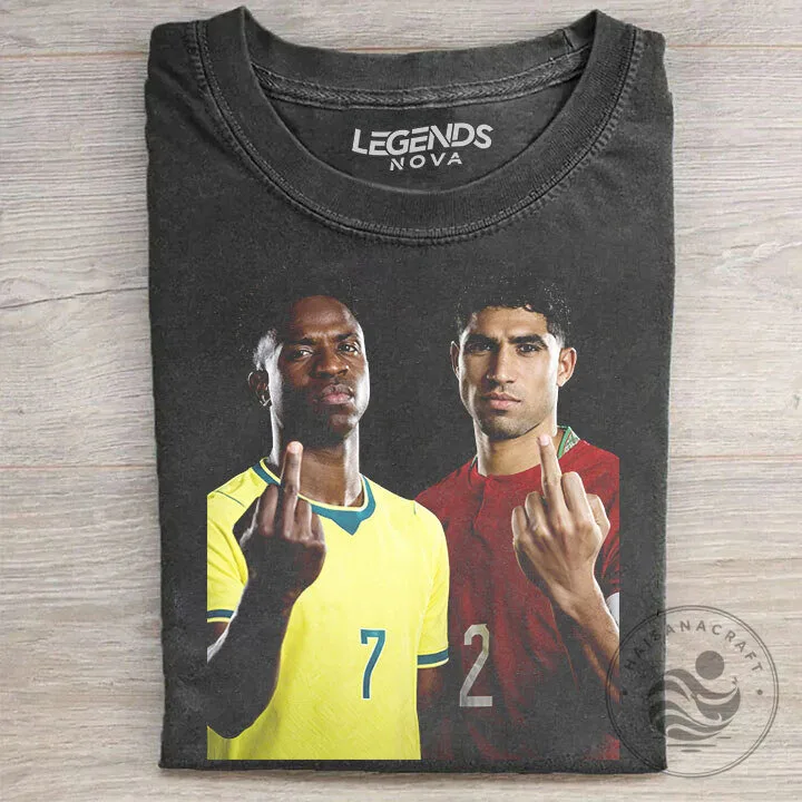 Vini Jr. and Achraf Hakimi Brazil Morocco Football Player T-Shirt