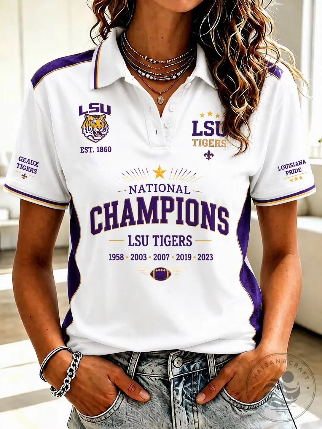 LSU Tigers National Champions Football Fan Polo Shirt