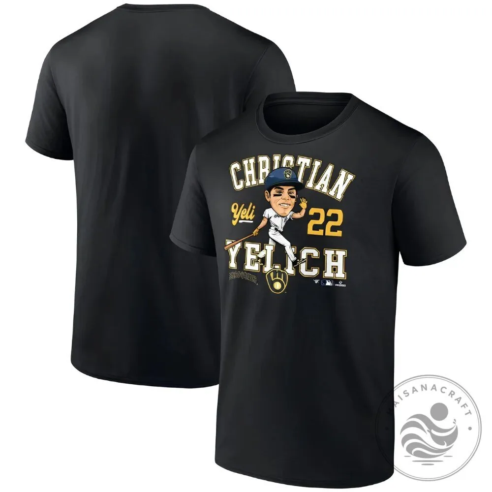 Christian Yelich Milwaukee Brewers Baseball Player Caricature T-Shirt