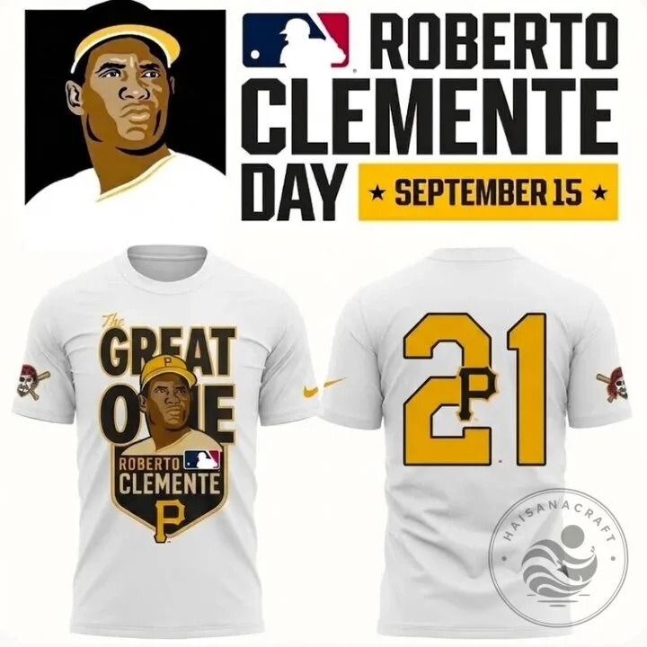 Pittsburgh Pirates The Great One Number 21 Baseball T-Shirt for Roberto Clemente Day