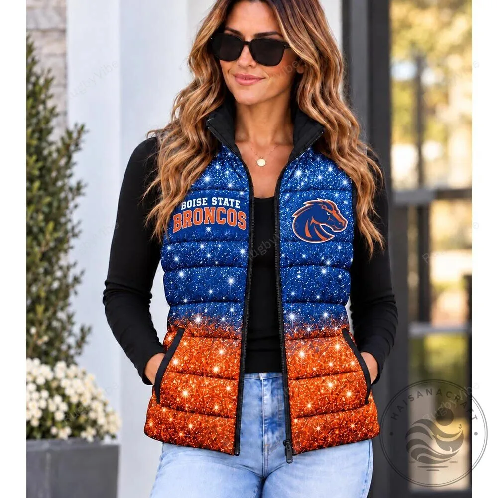 Boise State Broncos Glitter Print Puffer Vest