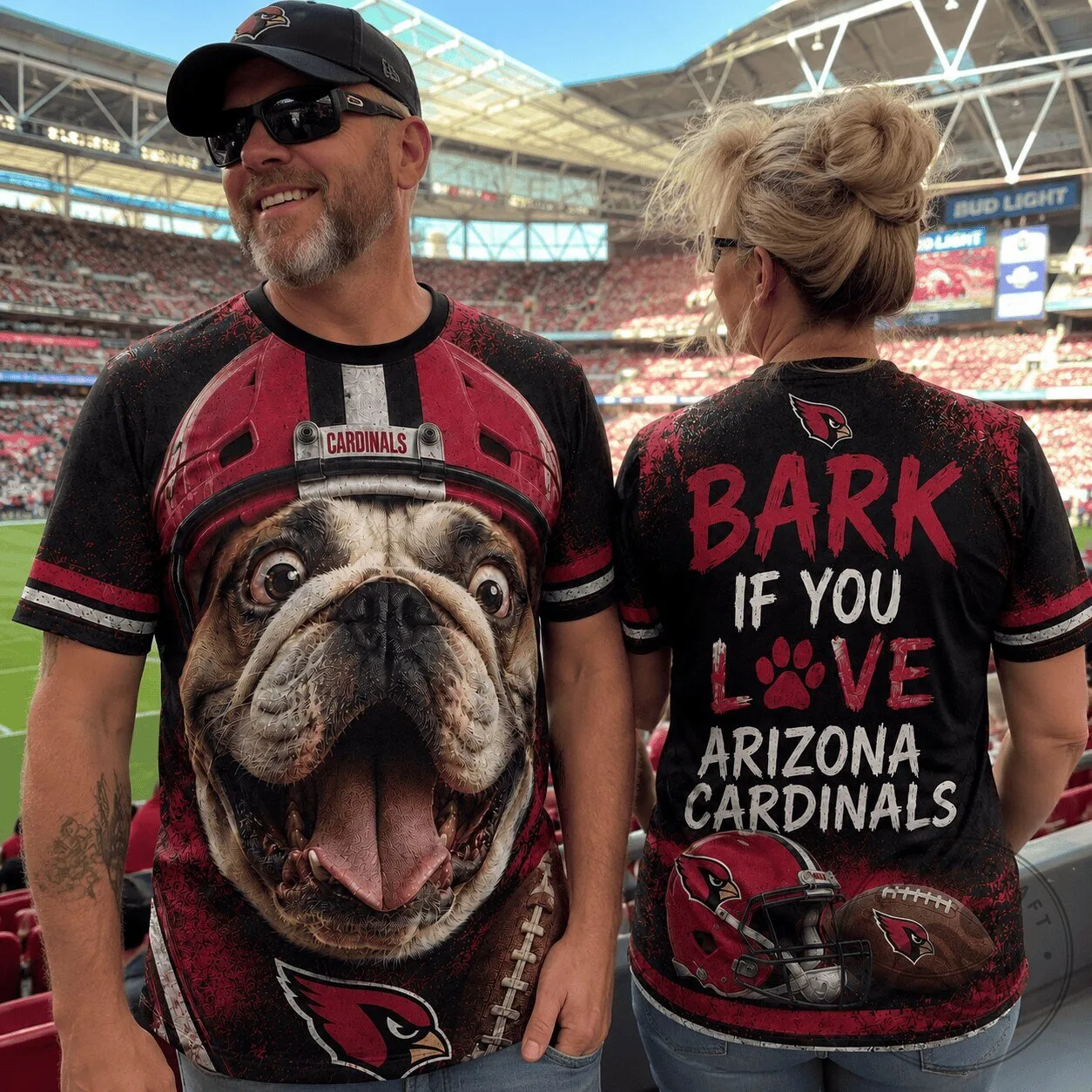 Arizona Cardinals Football Bulldog Helmet Graphic T-Shirt
