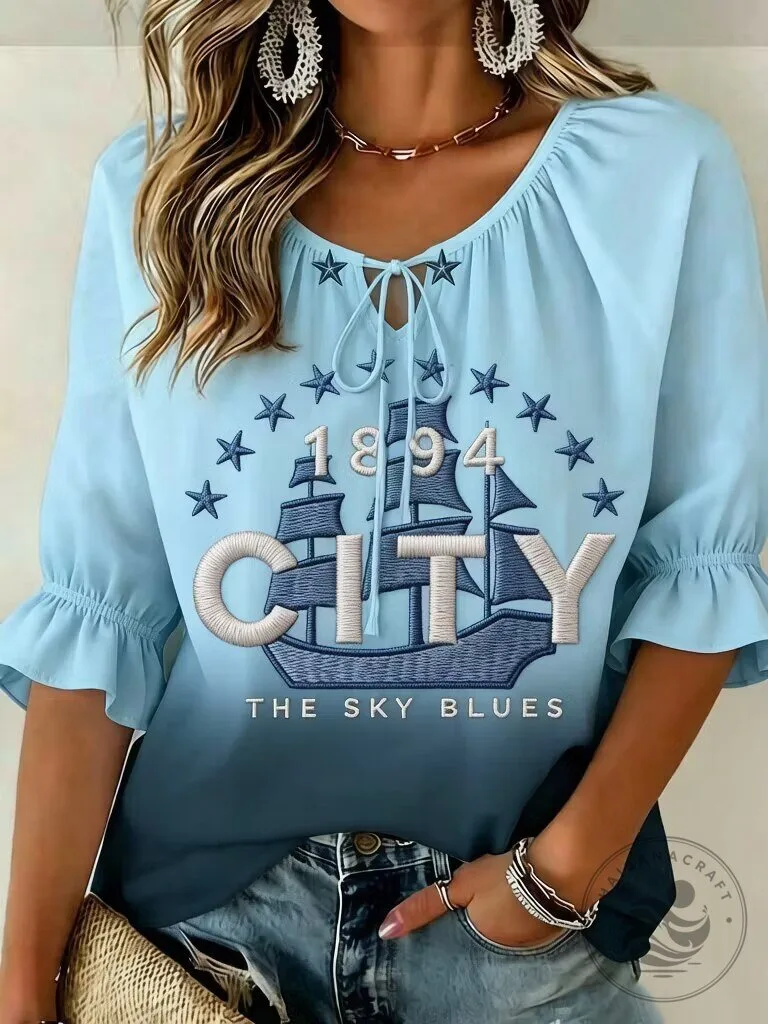 Man City The Sky Blues 1894 City Ship Women's Casual Blouse