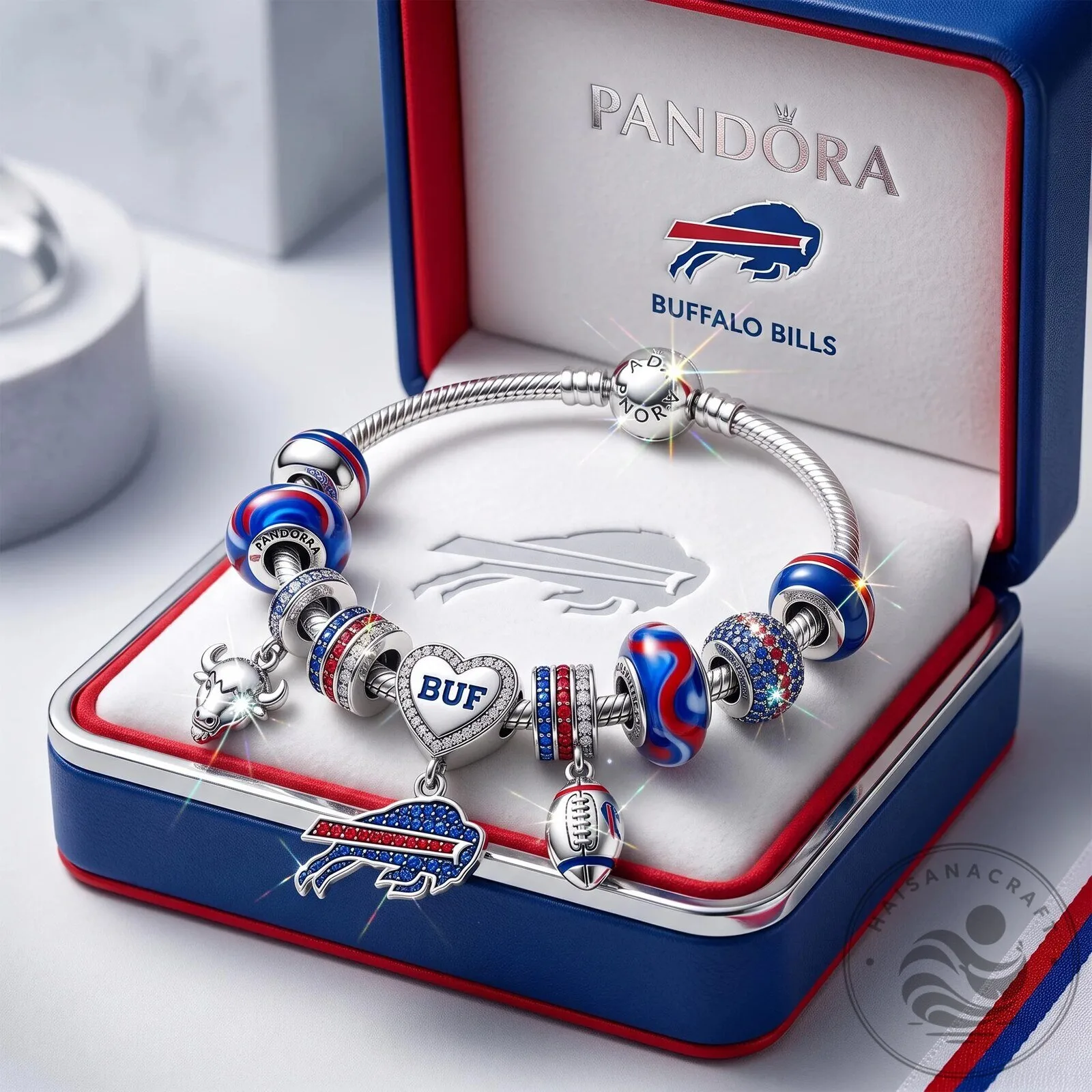 Pandora Buffalo Bills NFL Football Team Charm Bracelet