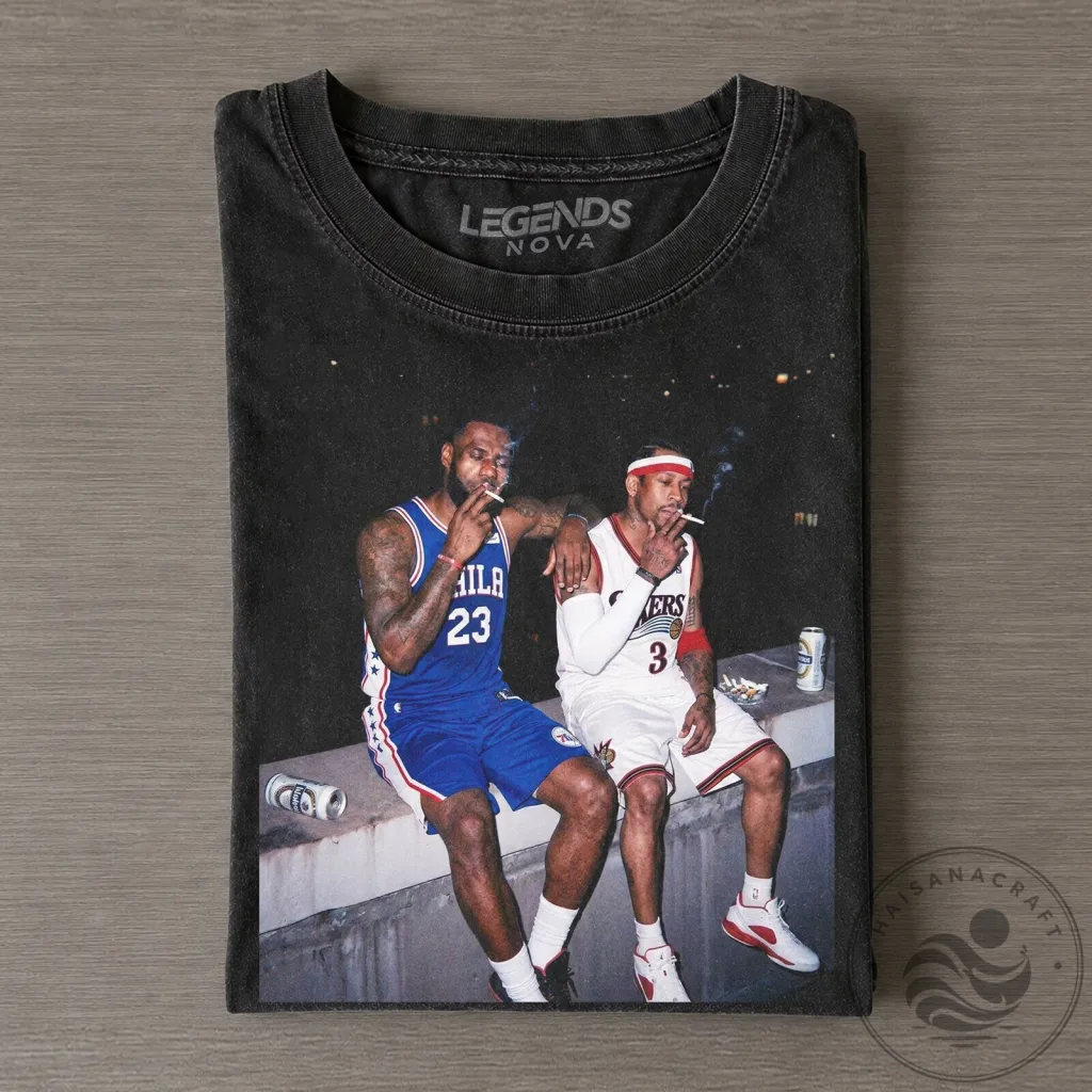 Basketball Legends Graphic Tee LeBron James & Allen Iverson Basketball Legends Graphic Tee: LeBron James & Allen Iverson