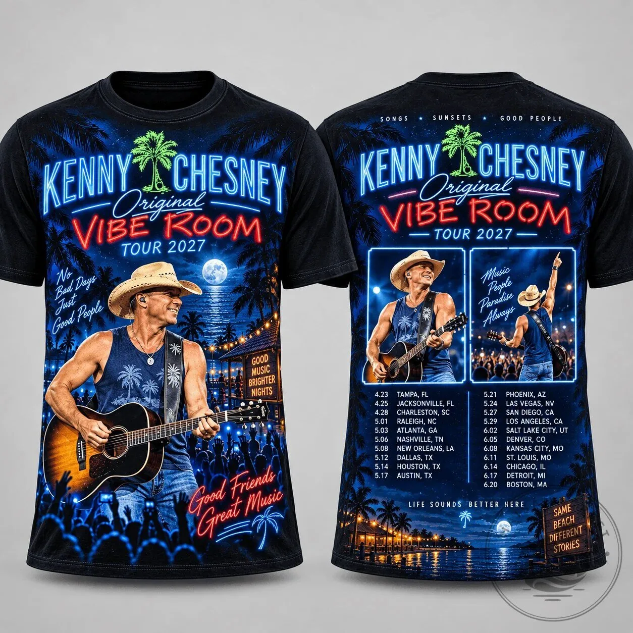 Kenny Chesney Original Vibe Room Tour 2027 Concert Schedule T-Shirt