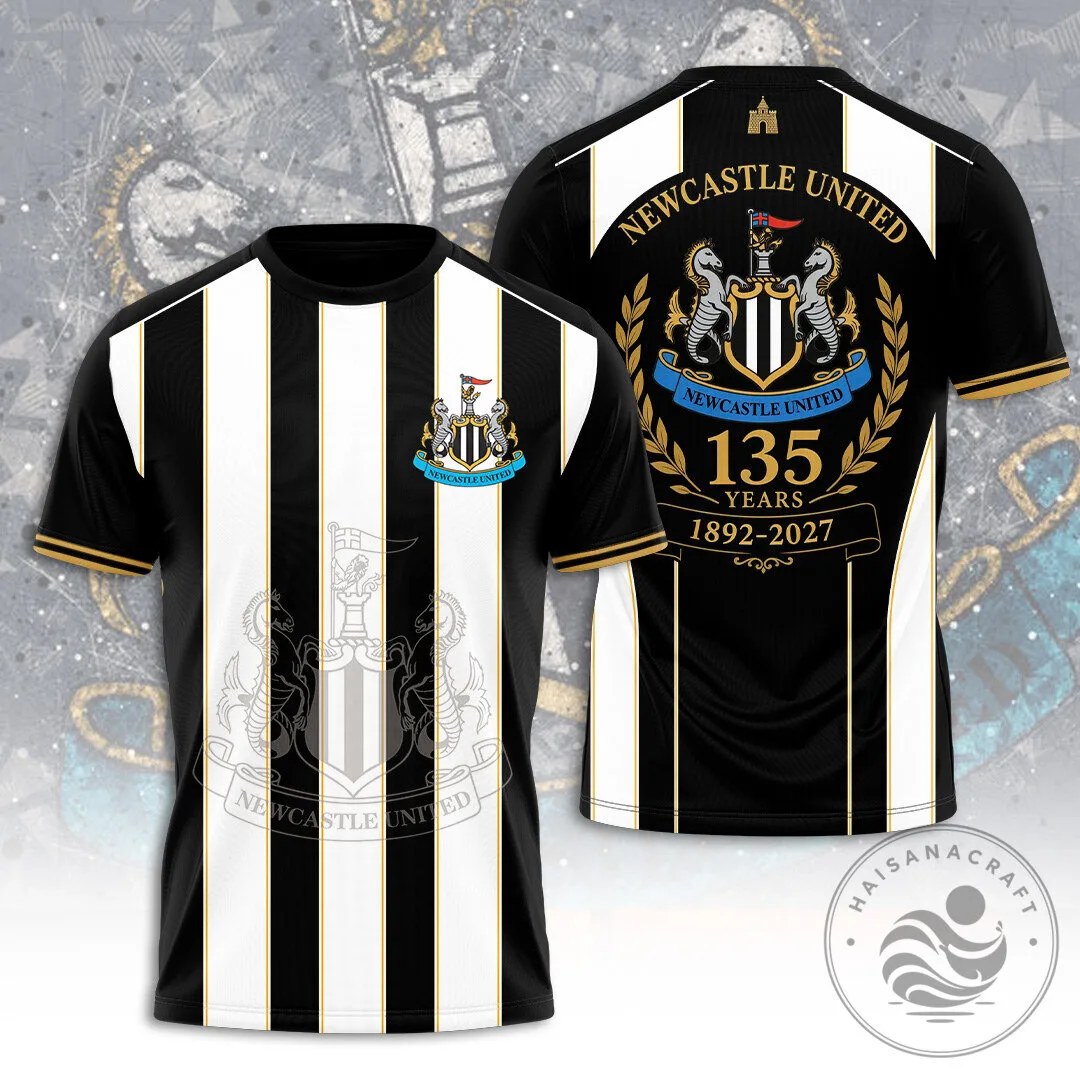 Newcastle United 135th Anniversary Black and White Striped Football Jersey