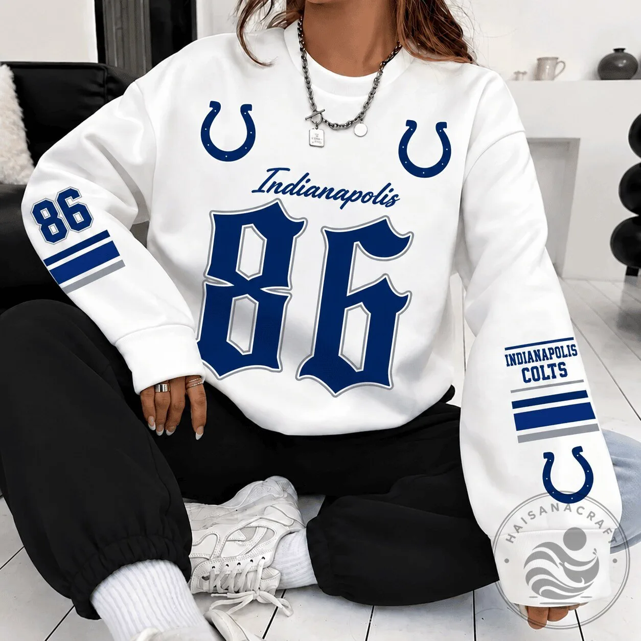 Indianapolis Colts Number 86 White Football Team Fan Sweatshirt