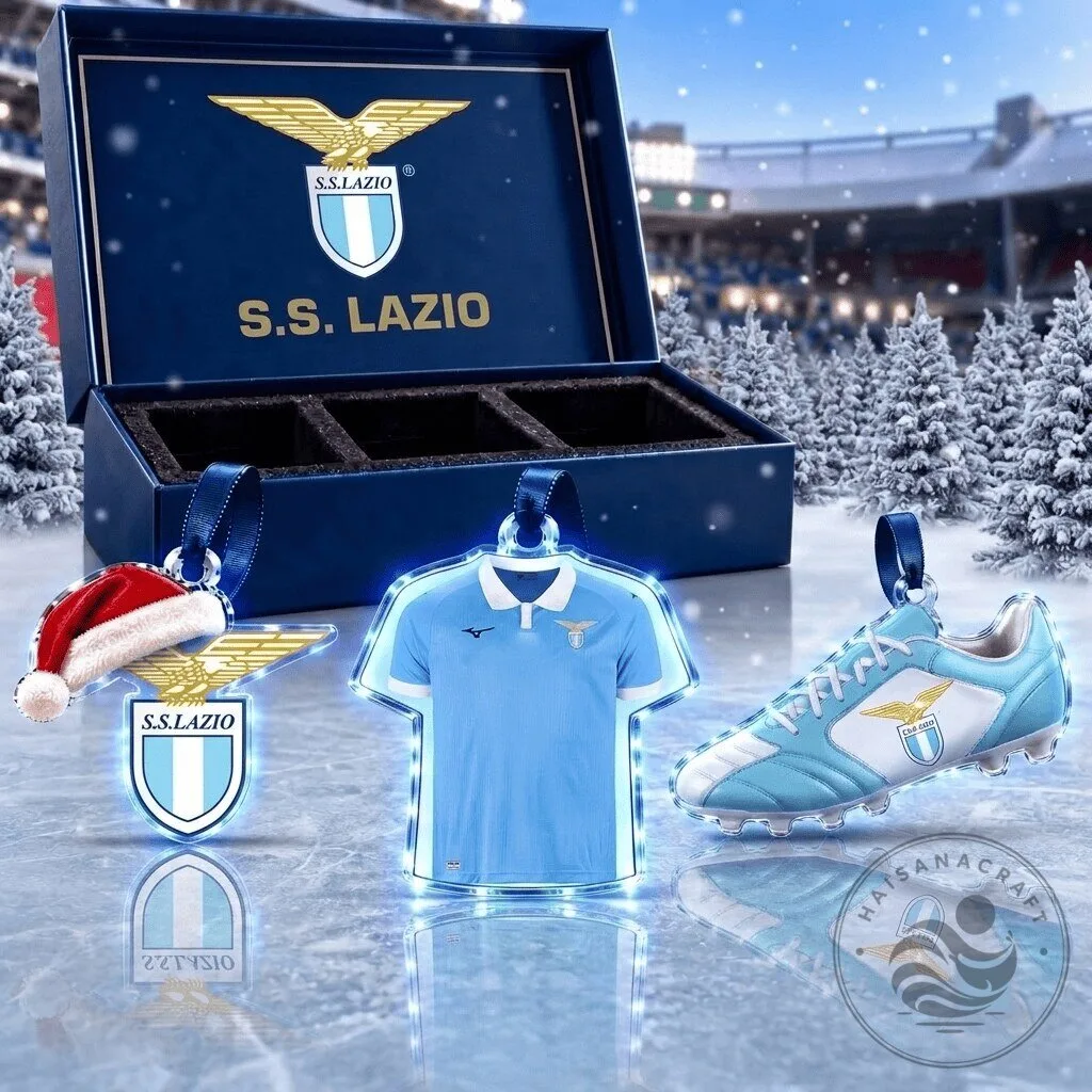 SS Lazio Serie A Football Club Team Logo Jersey Shoe Christmas Ornament Set