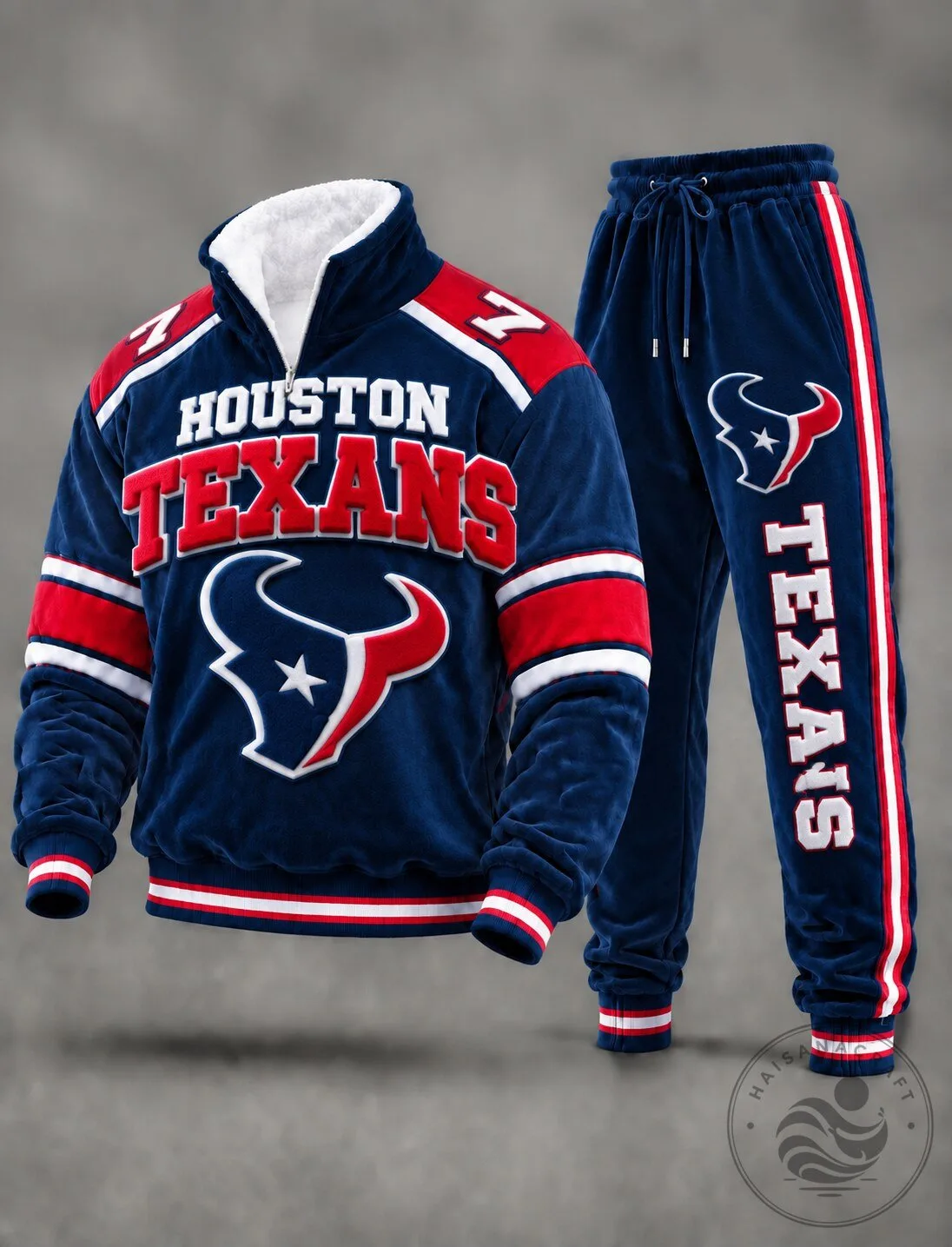 Houston Texans Football Team Quarter-Zip Pullover Sweatshirt and Jogger Pants Set