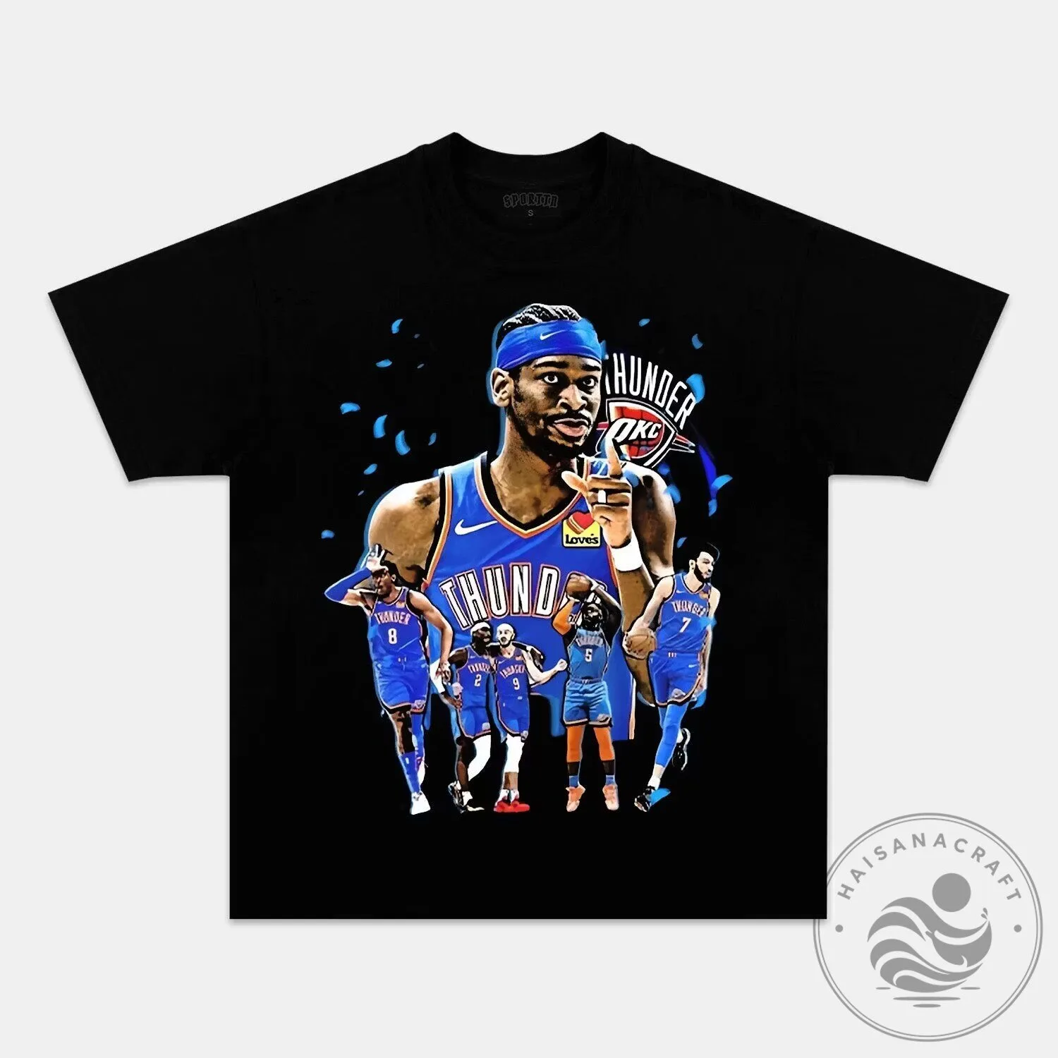 Oklahoma City Thunder Basketball Team Player Graphic Black T-Shirt