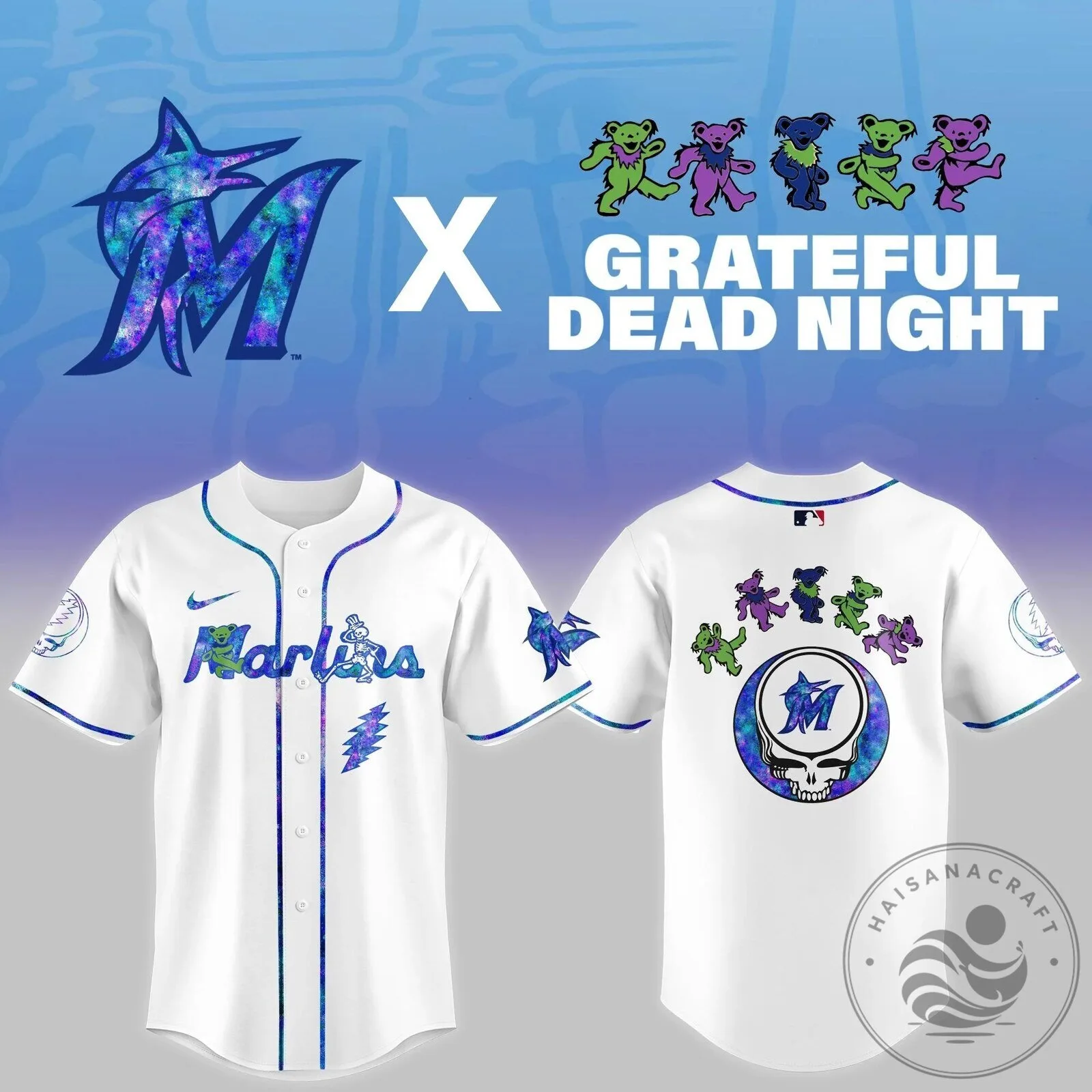 Marlins Baseball Grateful Dead Night Limited Edition Baseball Jersey