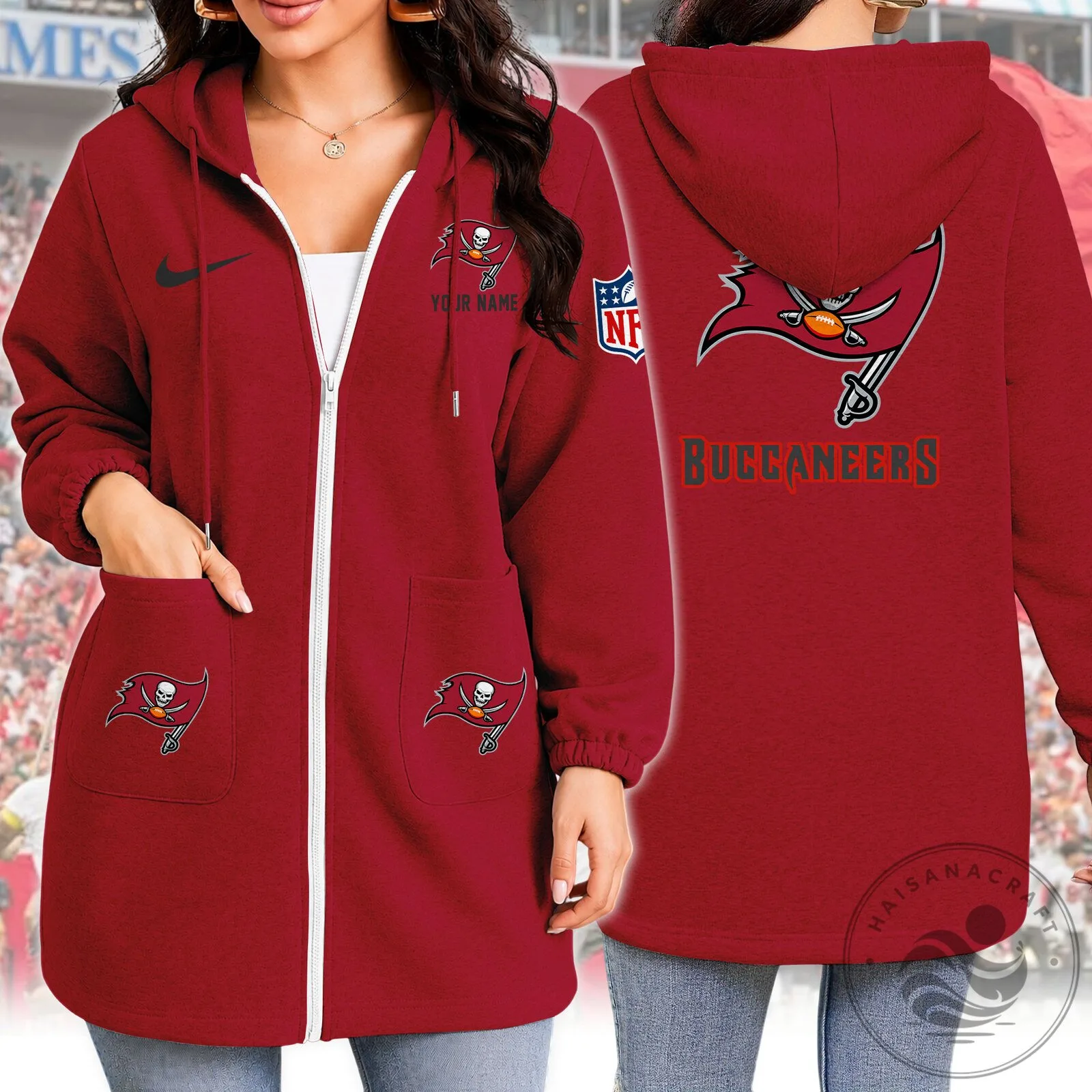 Tampa Bay Buccaneers NFL Team Logo Full-Zip Hoodie for Women