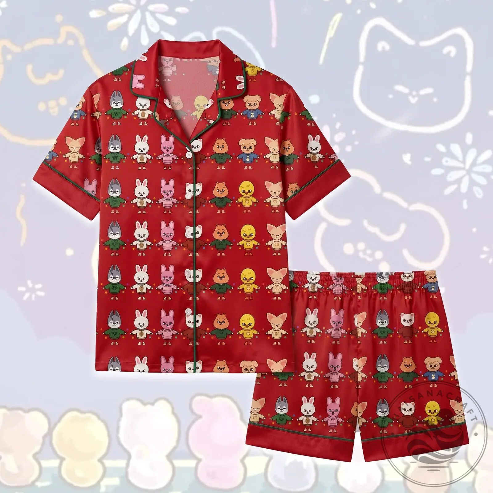 SKZOO Merry Christmas Fairy Light Red Pajama Set
