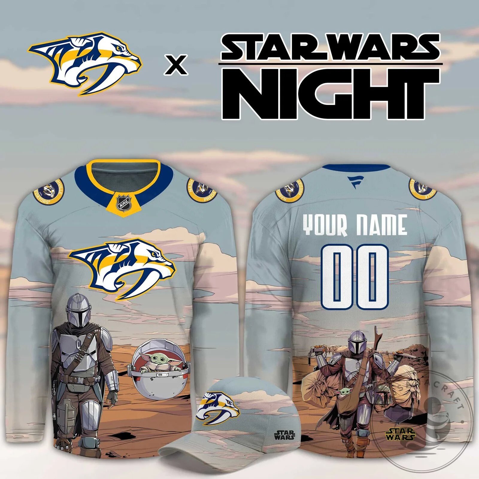 Nashville Predators Star Wars Night Mandalorian Hockey Jersey