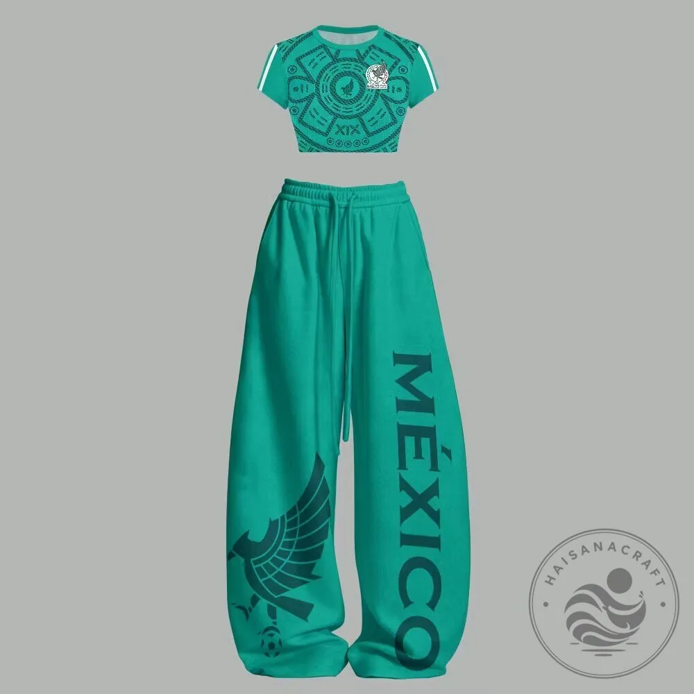 Mexico National Football Team Women's Crop Top and Sweatpants Two-Piece Set