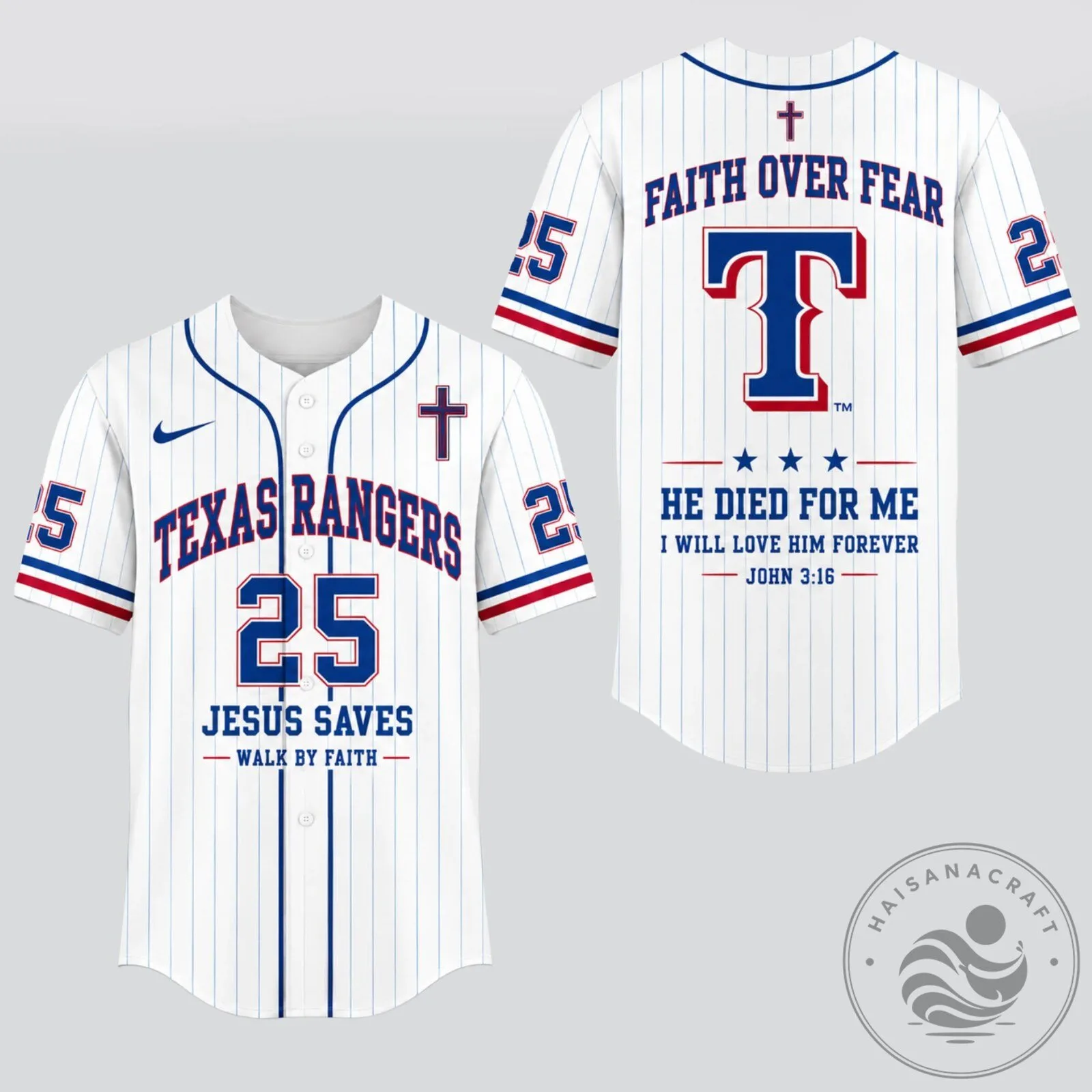 Texas Rangers Baseball Faith Over Fear Jesus Saves Walk By Faith Jersey