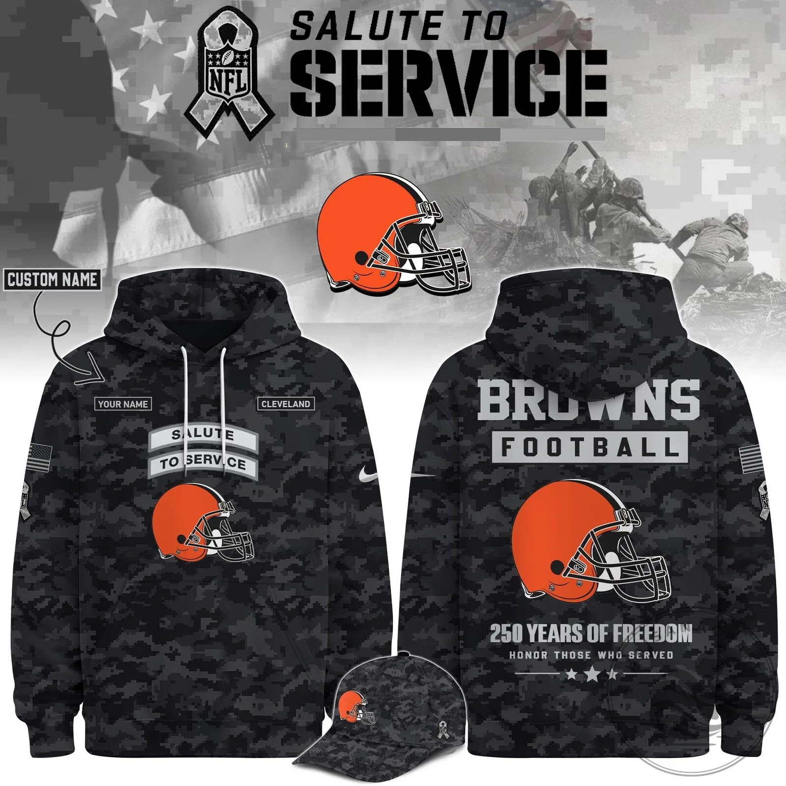 Cleveland Browns Salute To Service Football Team Hoodie