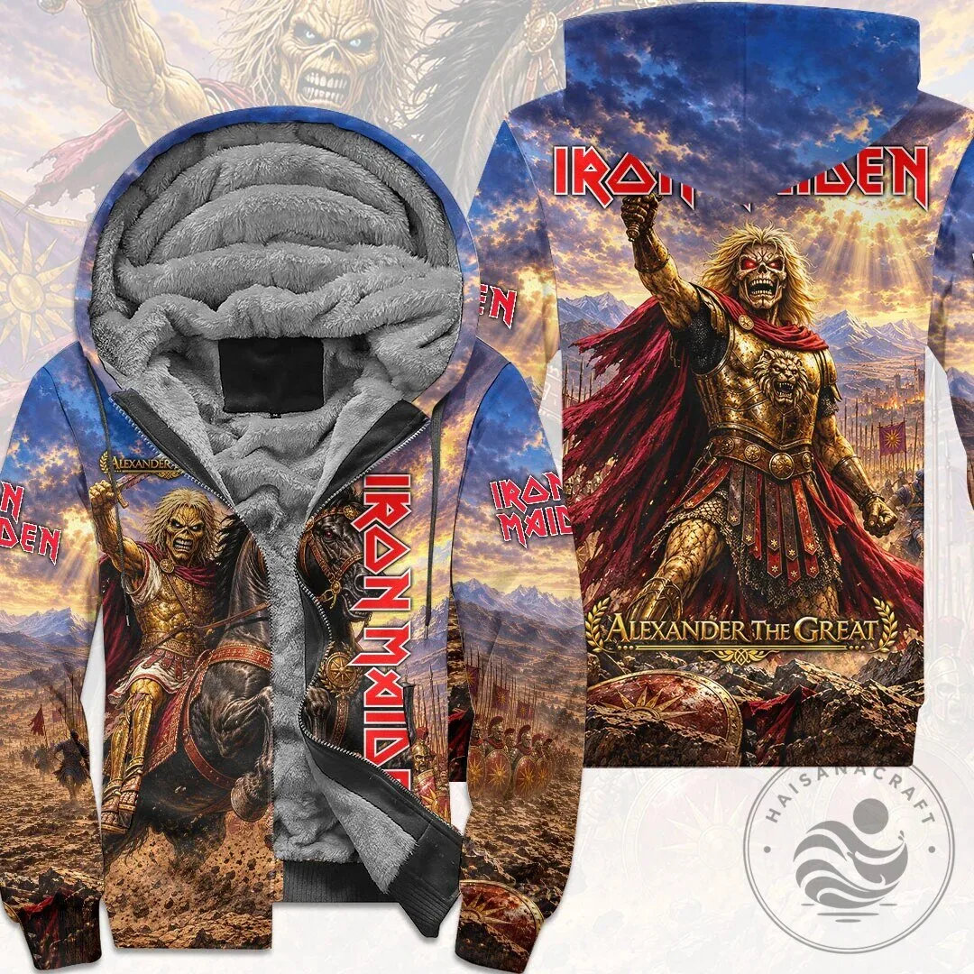 Iron Maiden Alexander The Great Heavy Metal Music Full Zip Hoodie