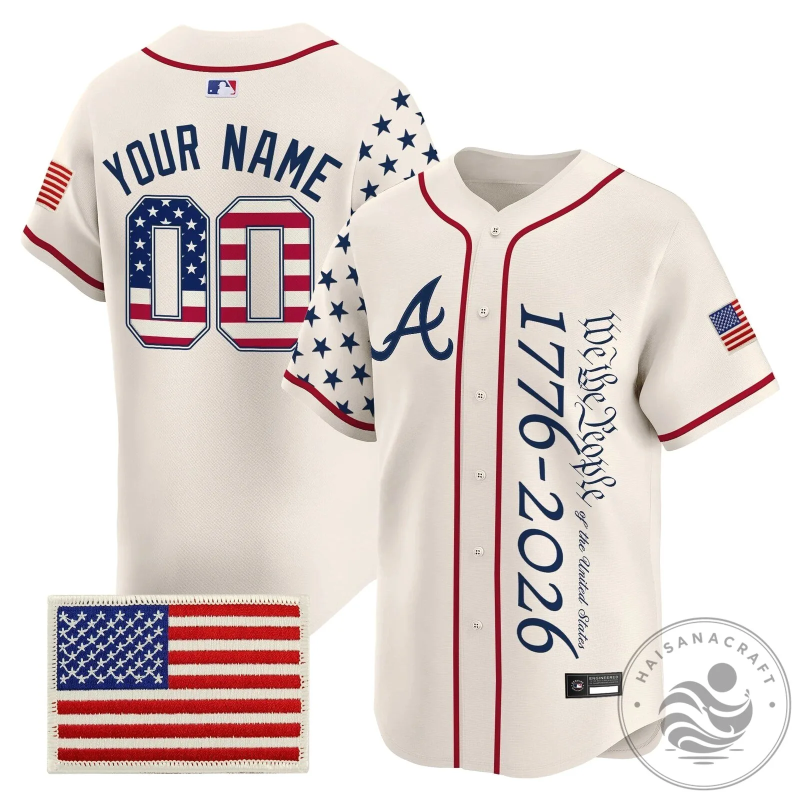 Atlanta Braves America 250 Edition We The People 1776-2026 Baseball Jersey 8 Atlanta Braves America 250 Edition We The People 1776-2026 Baseball Jersey