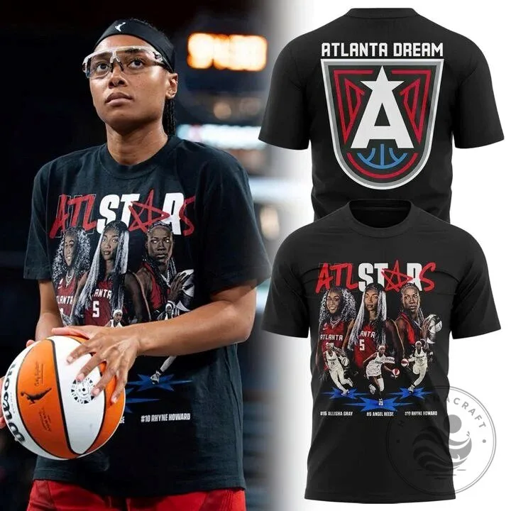 Black Graphic T-Shirt featuring Atlanta Dream WNBA All-Stars