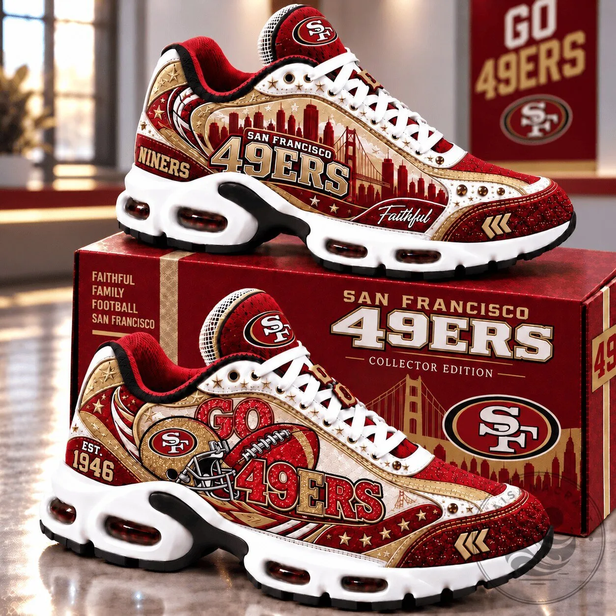 San Francisco 49ers Faithful Football Team Air Max Shoes