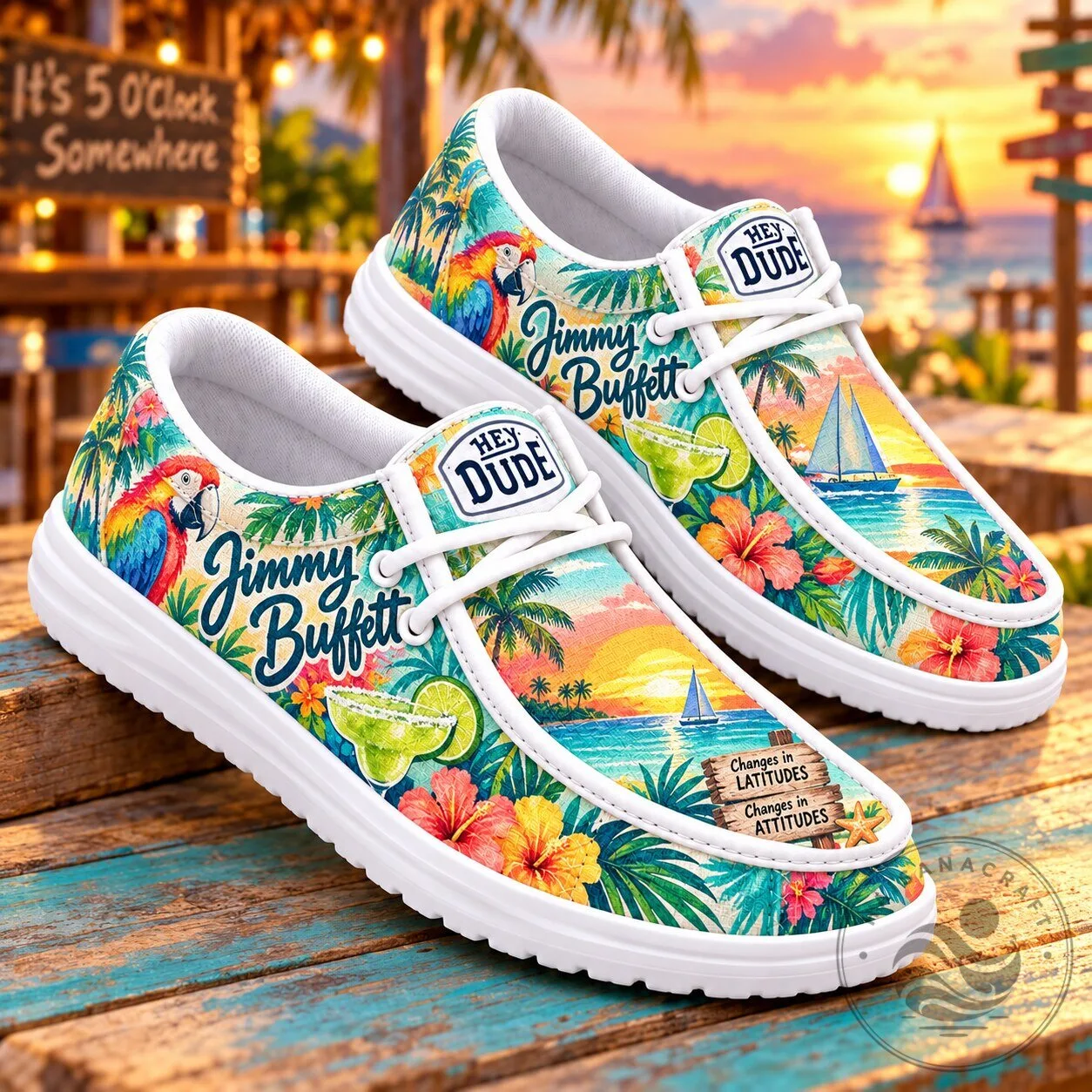 Jimmy Buffett Island Parrot Adventure Tropical Beach Shoes