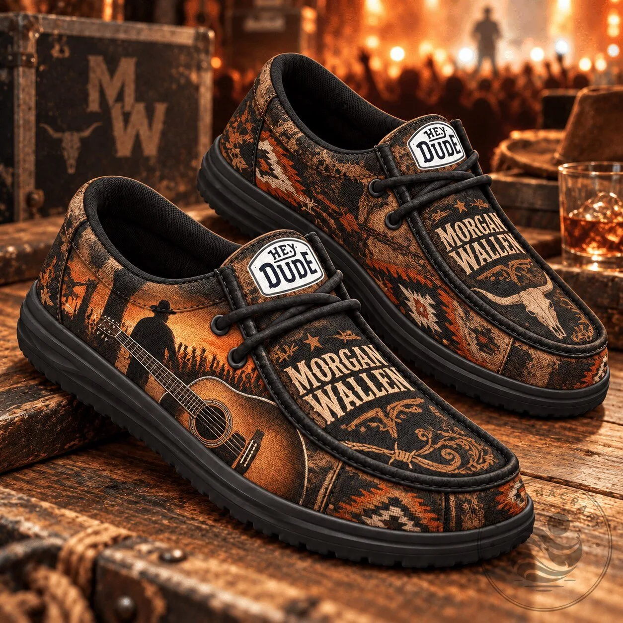 Morgan Wallen Western Country Road Style Loafer Shoes for Men and Women