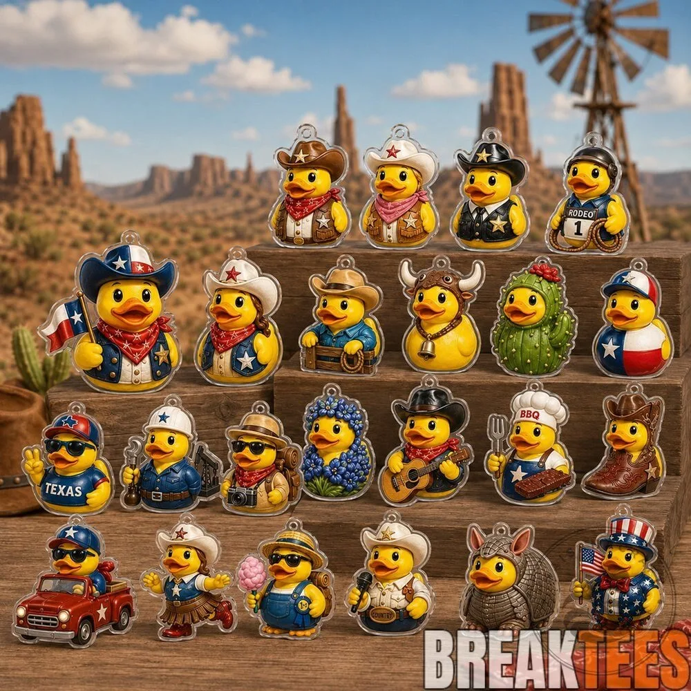 Texas Cowboy Duck Acrylic Ornament Set for Western Themed Decor 3 Texas Cowboy Duck Acrylic Ornament Set for Western Themed Decor