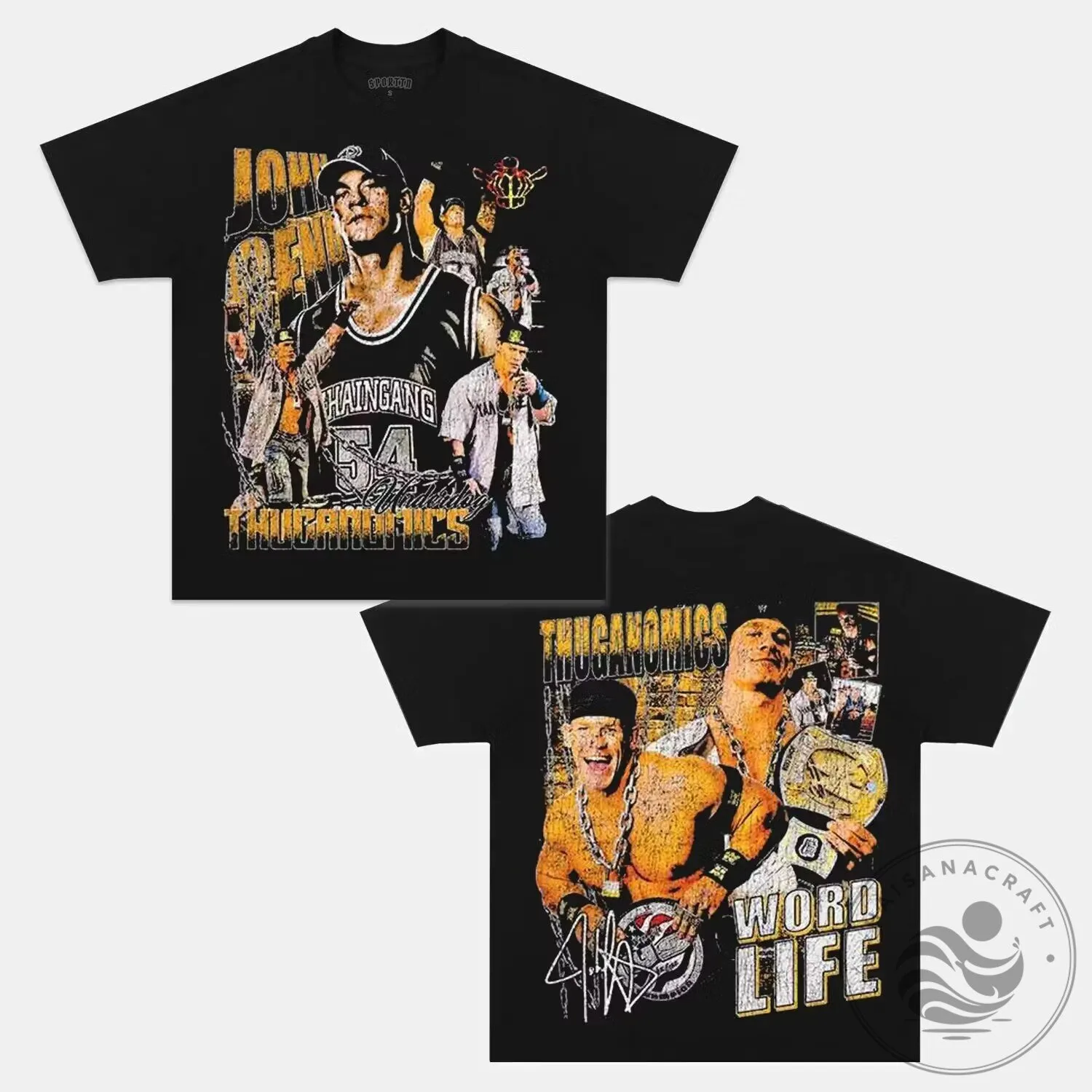 John Cena Thuganomics Word Life Black Graphic T-Shirt