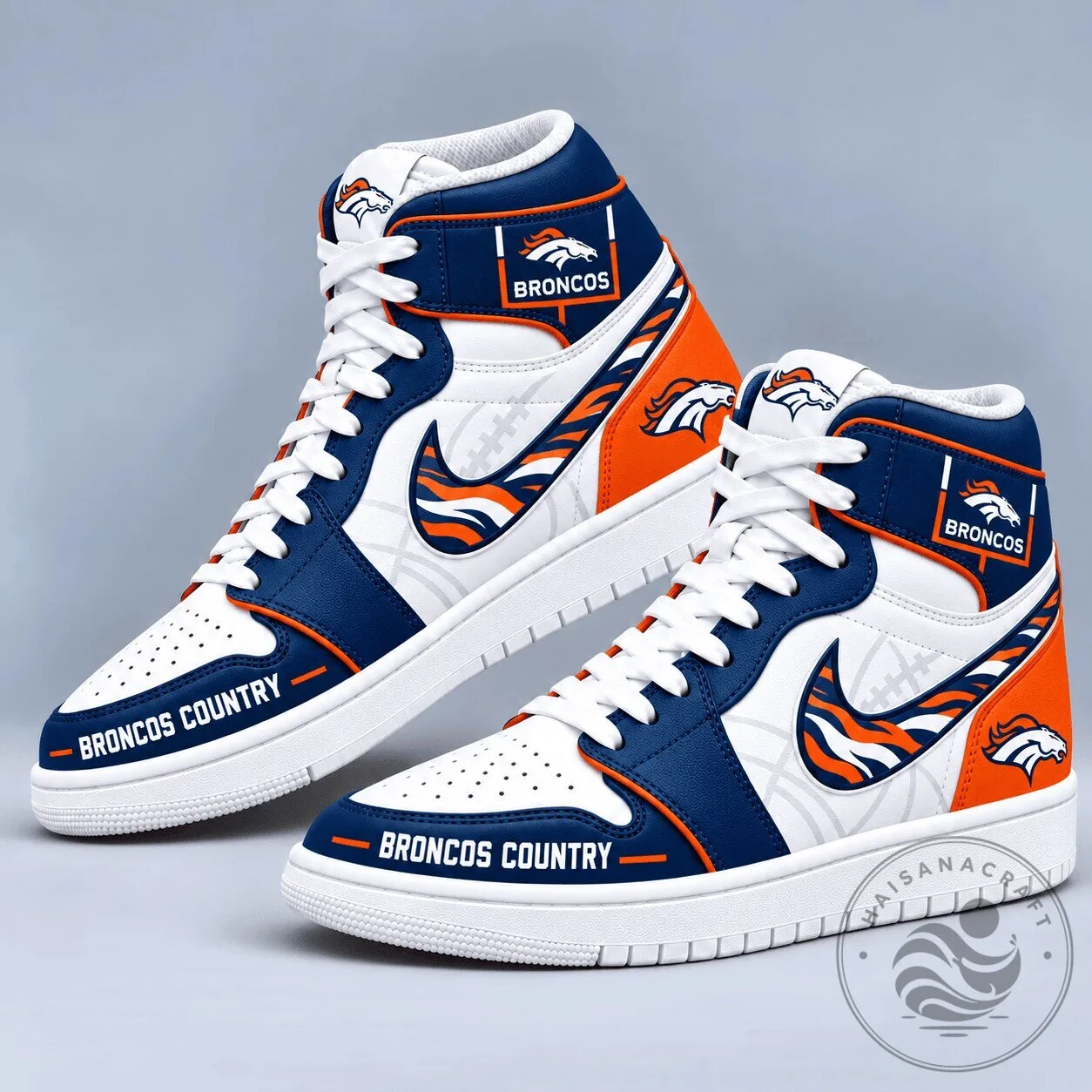 Denver Broncos Team Logo Pattern High Top Sneakers