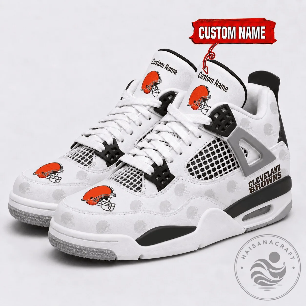 Cleveland Browns Personalized Football Team Logo White Pattern Shoes