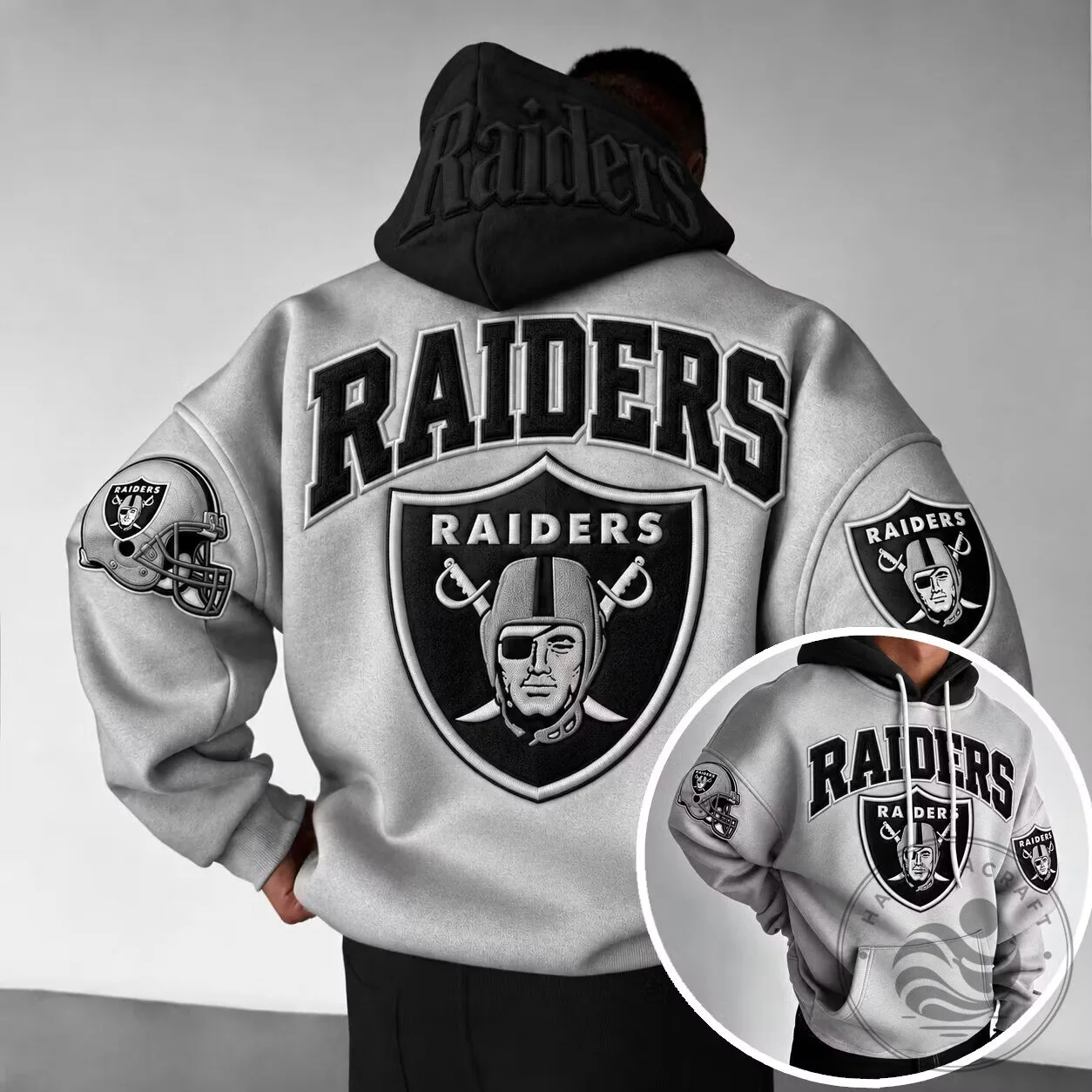 Las Vegas Raiders NFL Football Team Logo Grey Hoodie