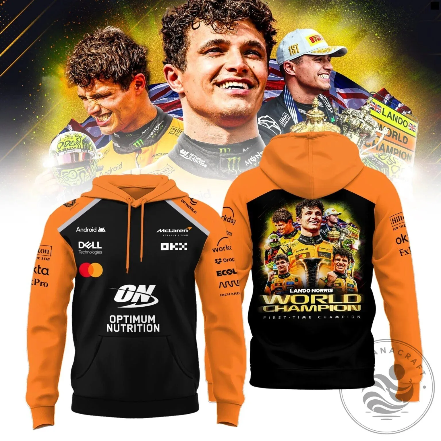 Lando Norris 2025 World Champion McLaren Formula One Racing Hoodie 11 Lando Norris 2025 World Champion McLaren Formula One Racing Hoodie