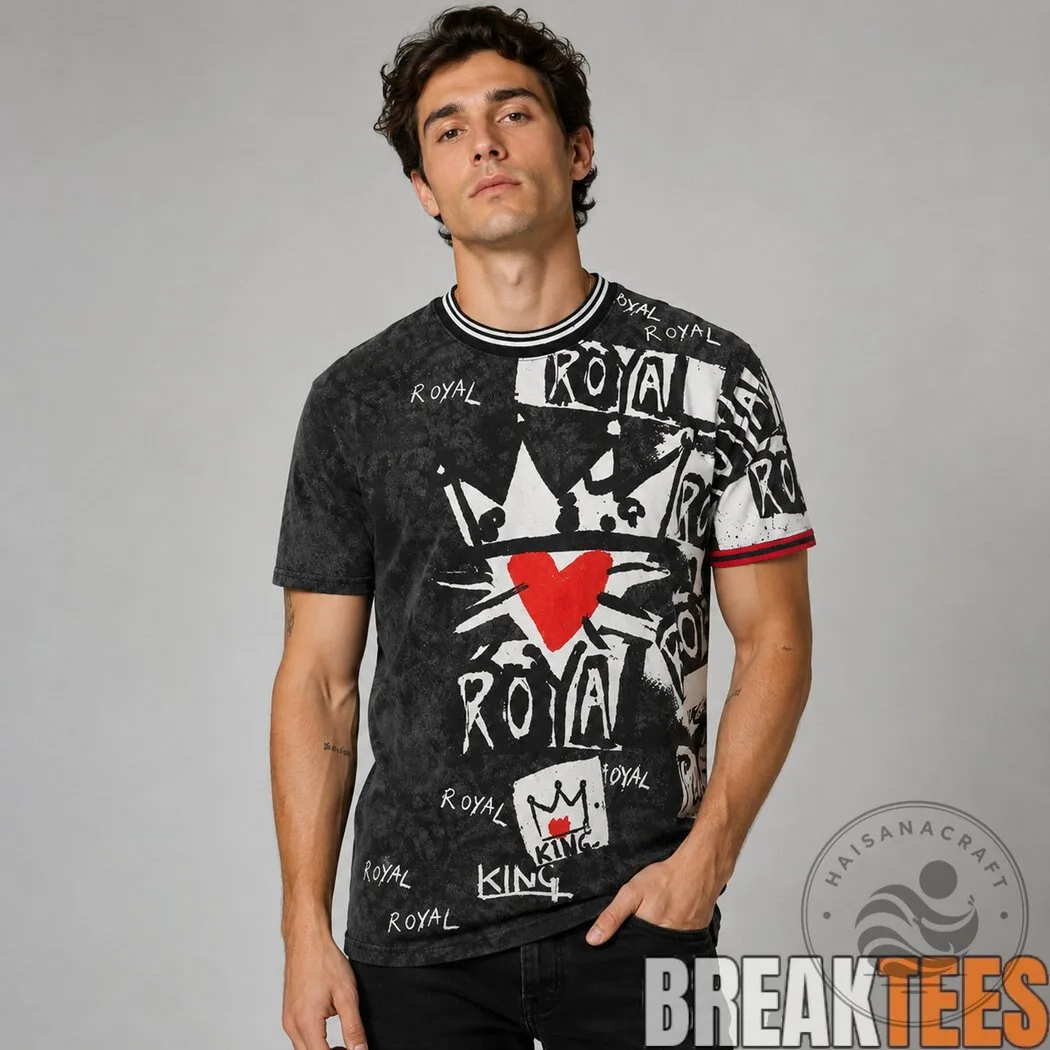 Royal King Crown Graphic Black Washed Crewneck Short Sleeve T-Shirt 7 Royal King Crown Graphic Black Washed Crewneck Short Sleeve T-Shirt