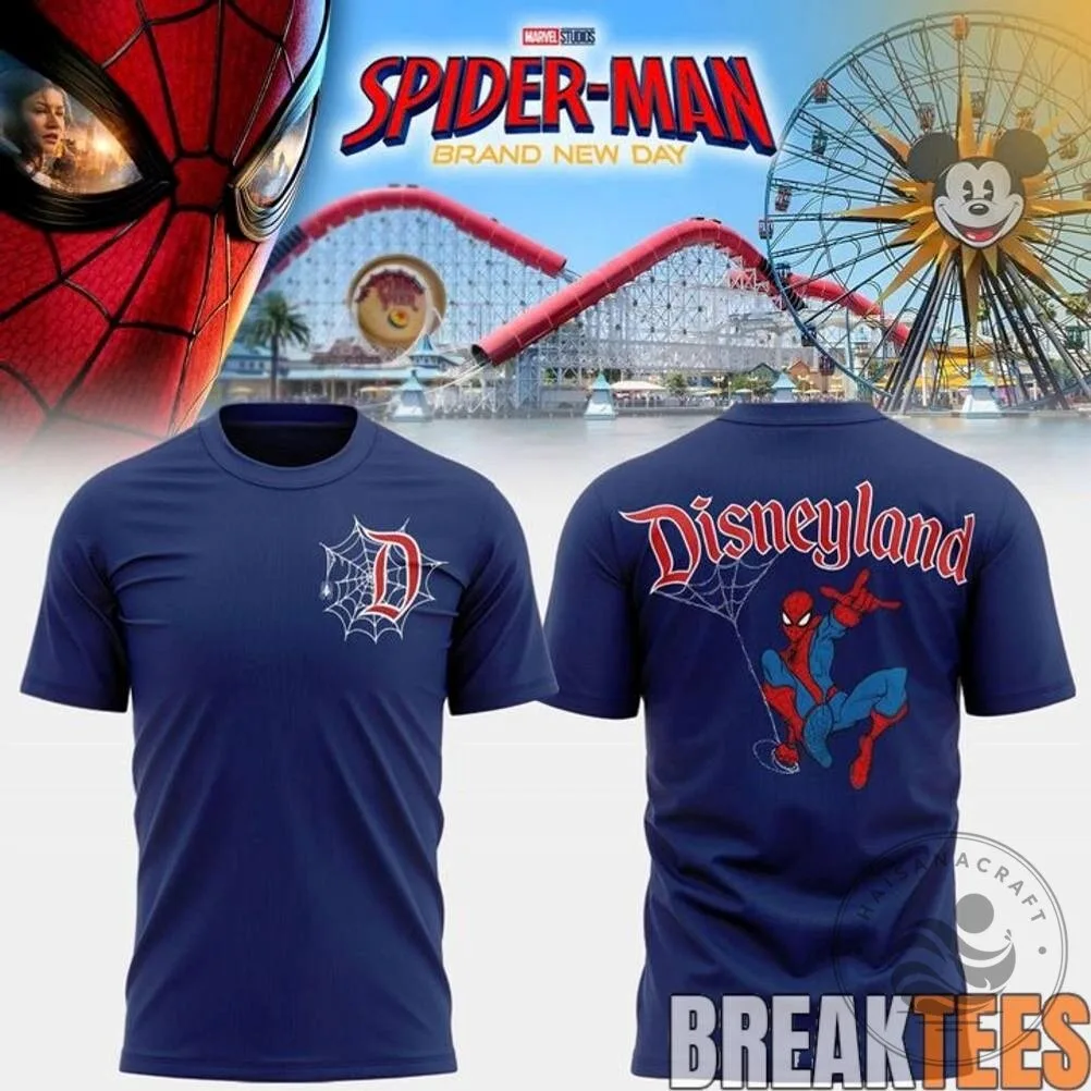 Disneyland Spider-Man Marvel Comics Superhero Web Logo Blue T-Shirt 2 Disneyland Spider-Man Marvel Comics Superhero Web Logo Blue T-Shirt