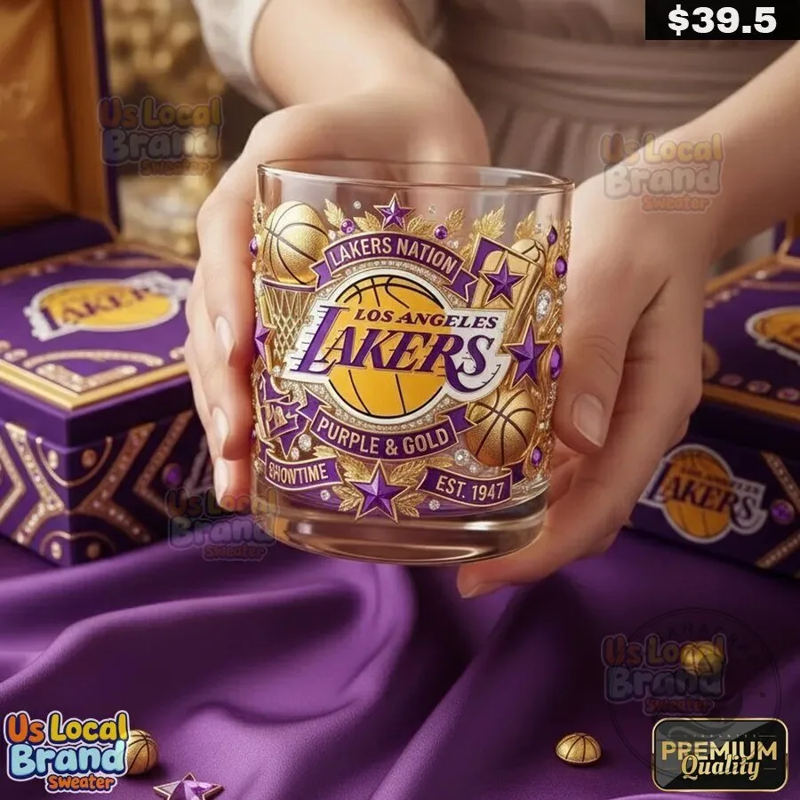 Los Angeles Lakers Purple and Gold Basketball Team Drinking Glass